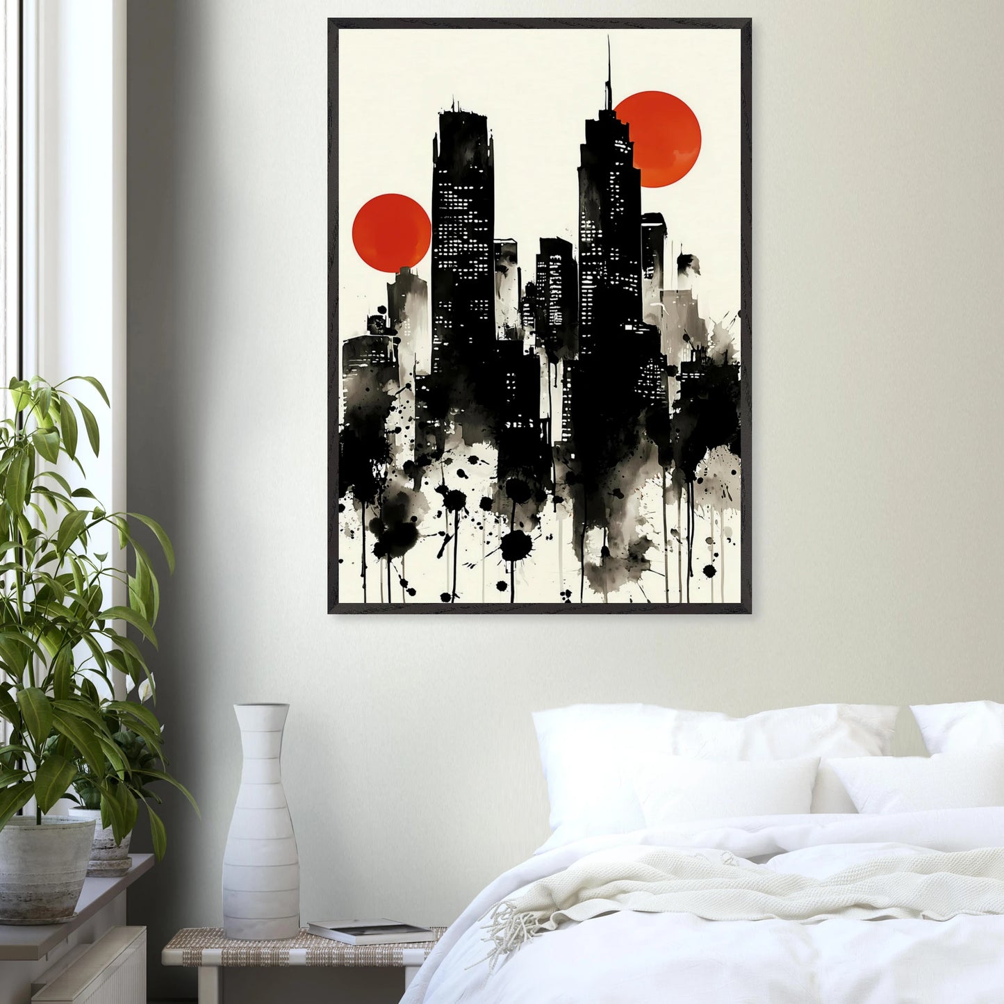 Ville d'Encre — tableau encadre bois — vue 17 — art mural STNCL