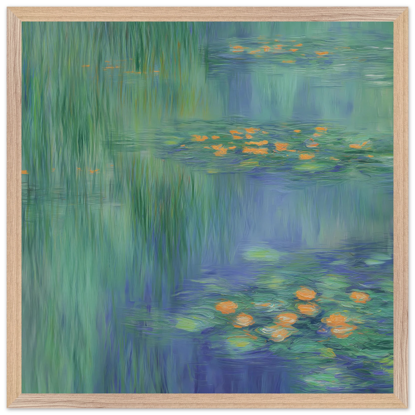 Reflets de Nénuphars — tableau encadré bois — vue 3 — art mural STNCL