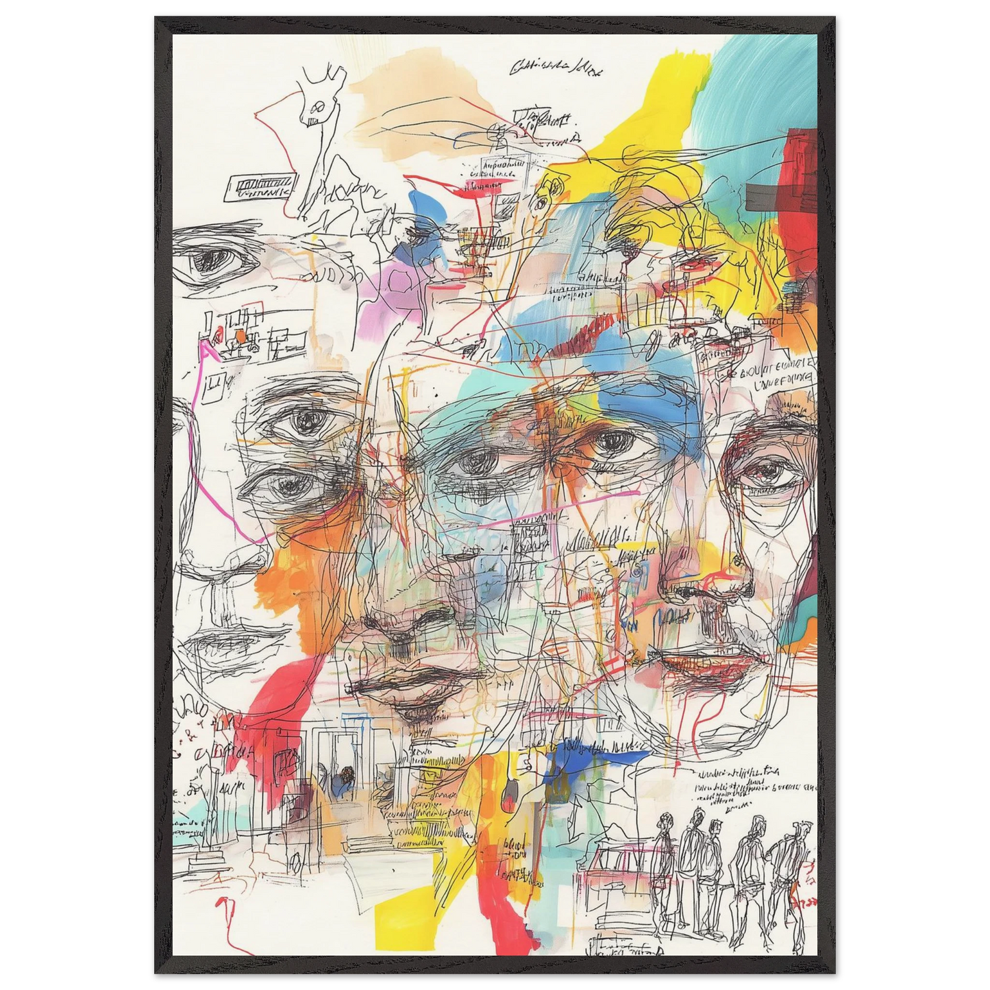 Visages Entre Eux — tableau encadré bois — art mural STNCL