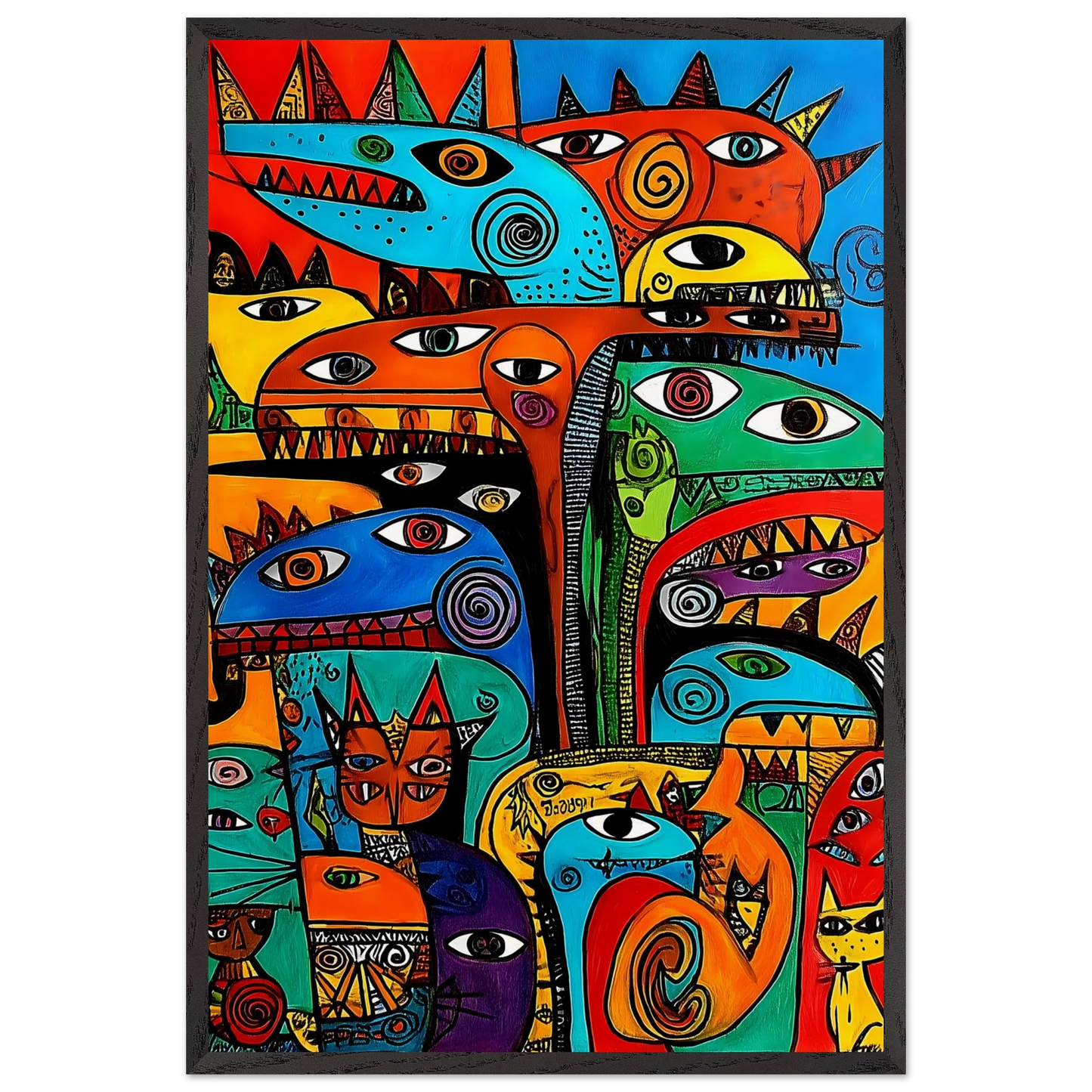 La Tribu — tableau encadré bois — vue 2 — art mural STNCL