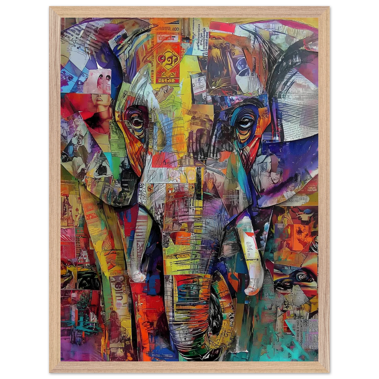 Éléphant de Papier — tableau encadré bois — vue 3 — art mural STNCL