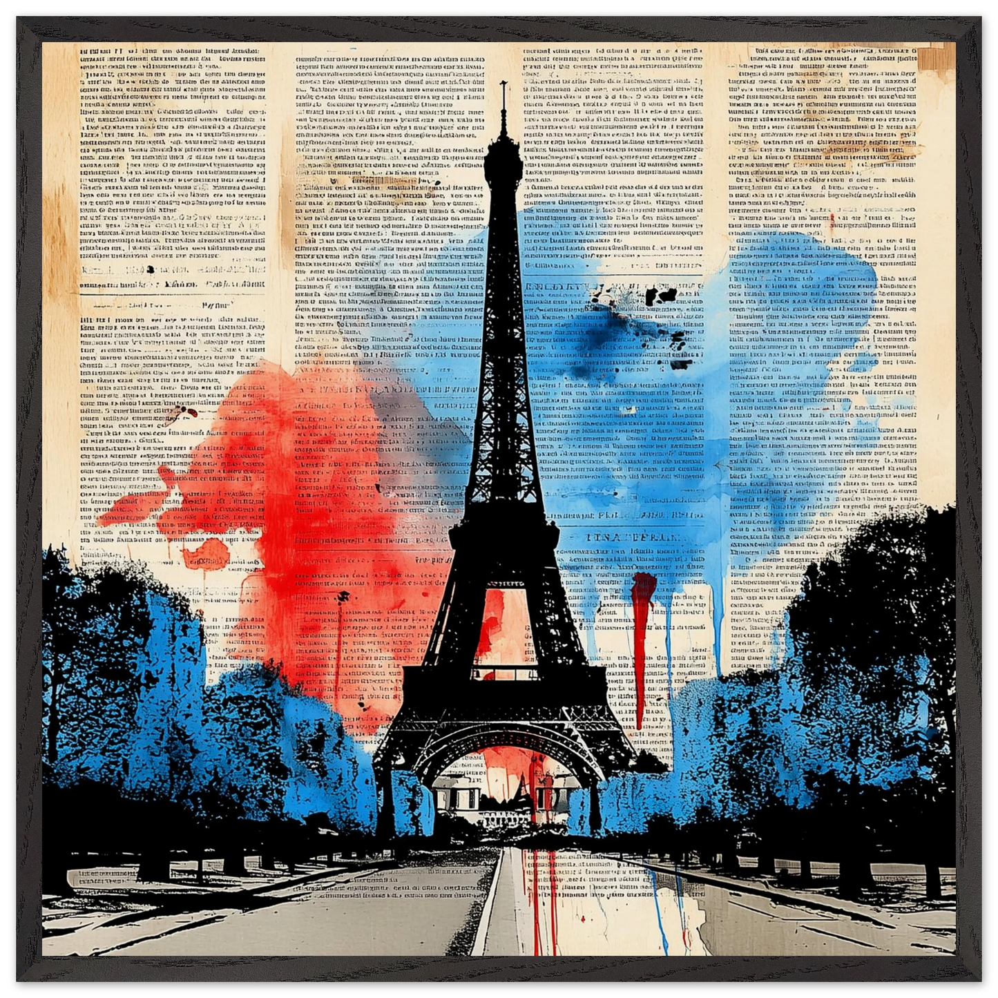 Tour Eiffel Encre Paris — tableau encadré bois — art mural STNCL