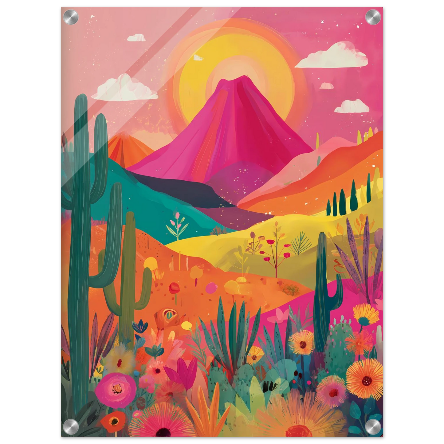 Volcan Fleuri — tableau plexiglas — vue 4 — art mural STNCL
