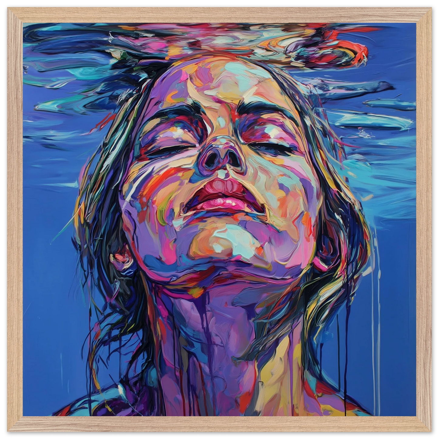 À Fleur d'Eau — tableau encadré bois — vue 3 — art mural STNCL