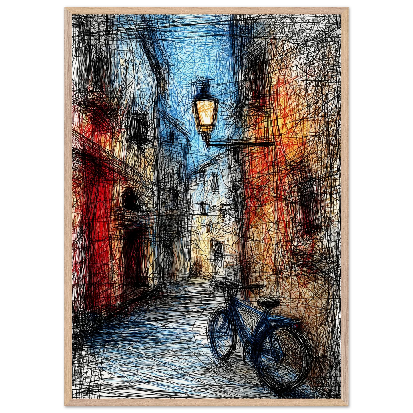 Ruelle à la Lanterne — tableau encadré bois — vue 6 — art mural STNCL