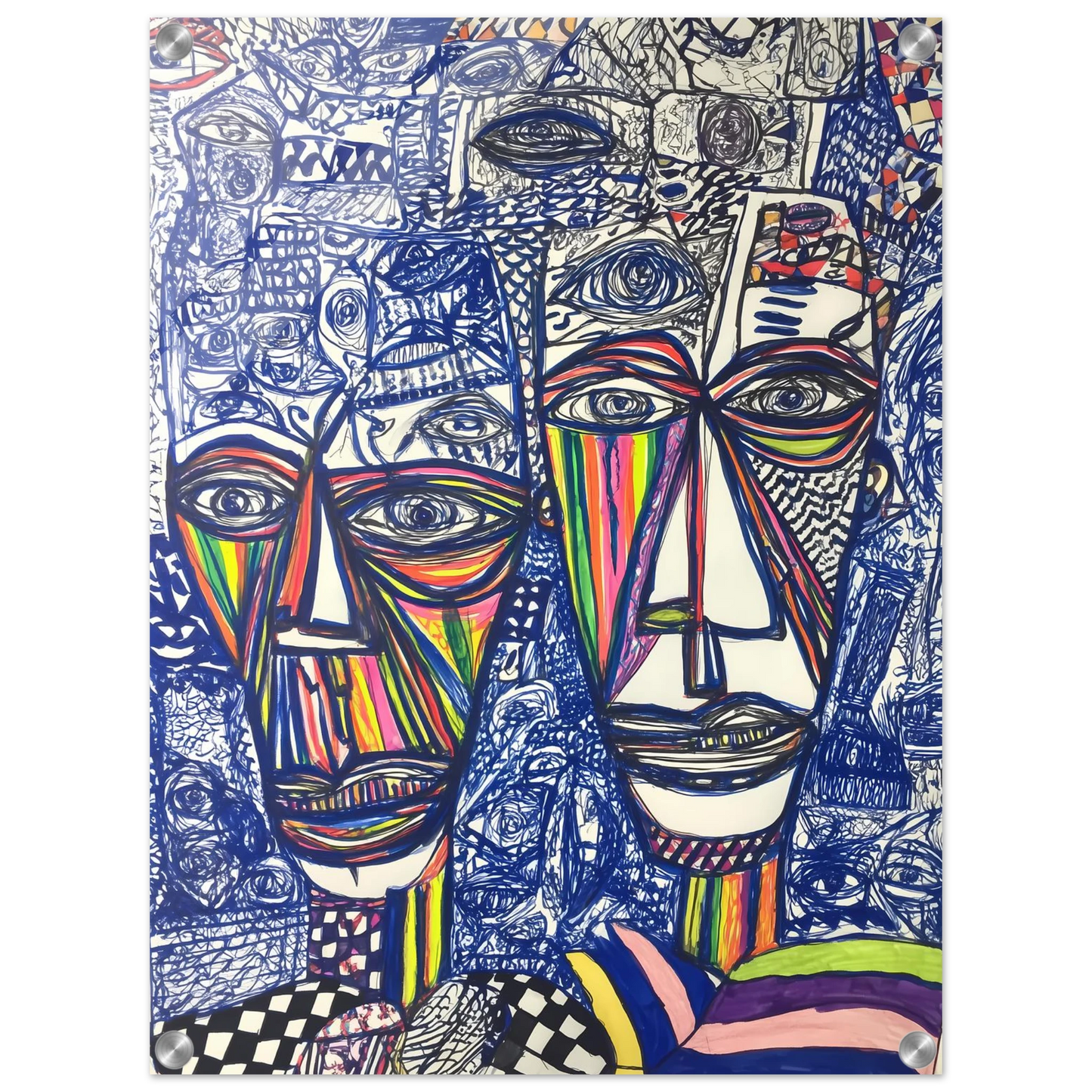 Deux Visages au Feutre — tableau plexiglas — vue 4 — art mural STNCL