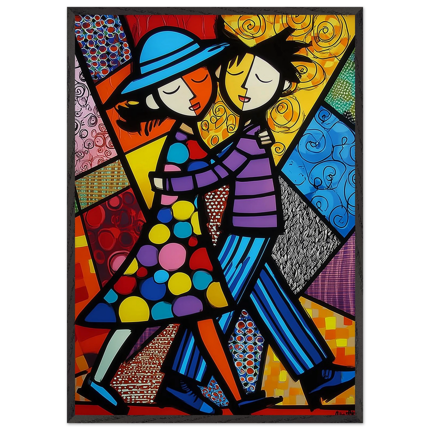 Couple Dansant Ensemble — tableau encadré bois — art mural STNCL