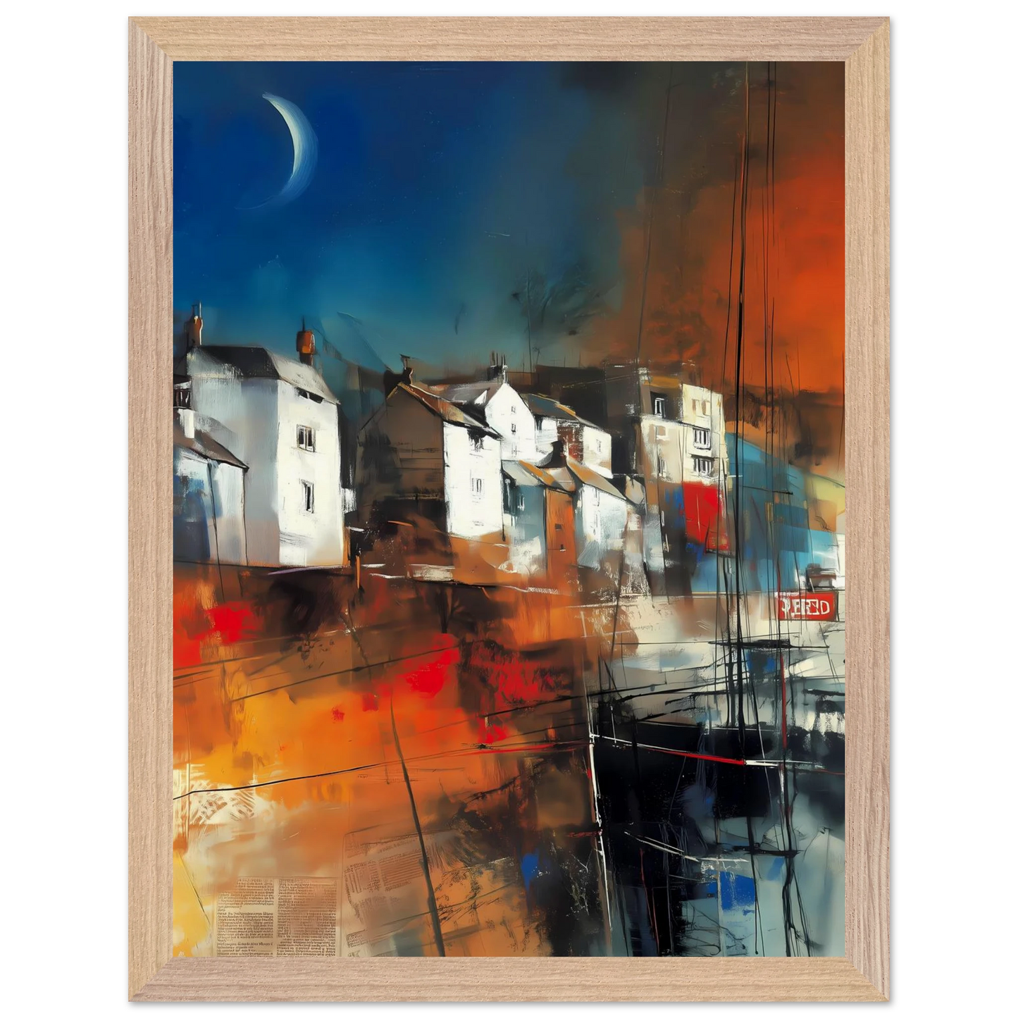 Port sous le Croissant de Lune — tableau encadré bois — vue 12 — art mural STNCL