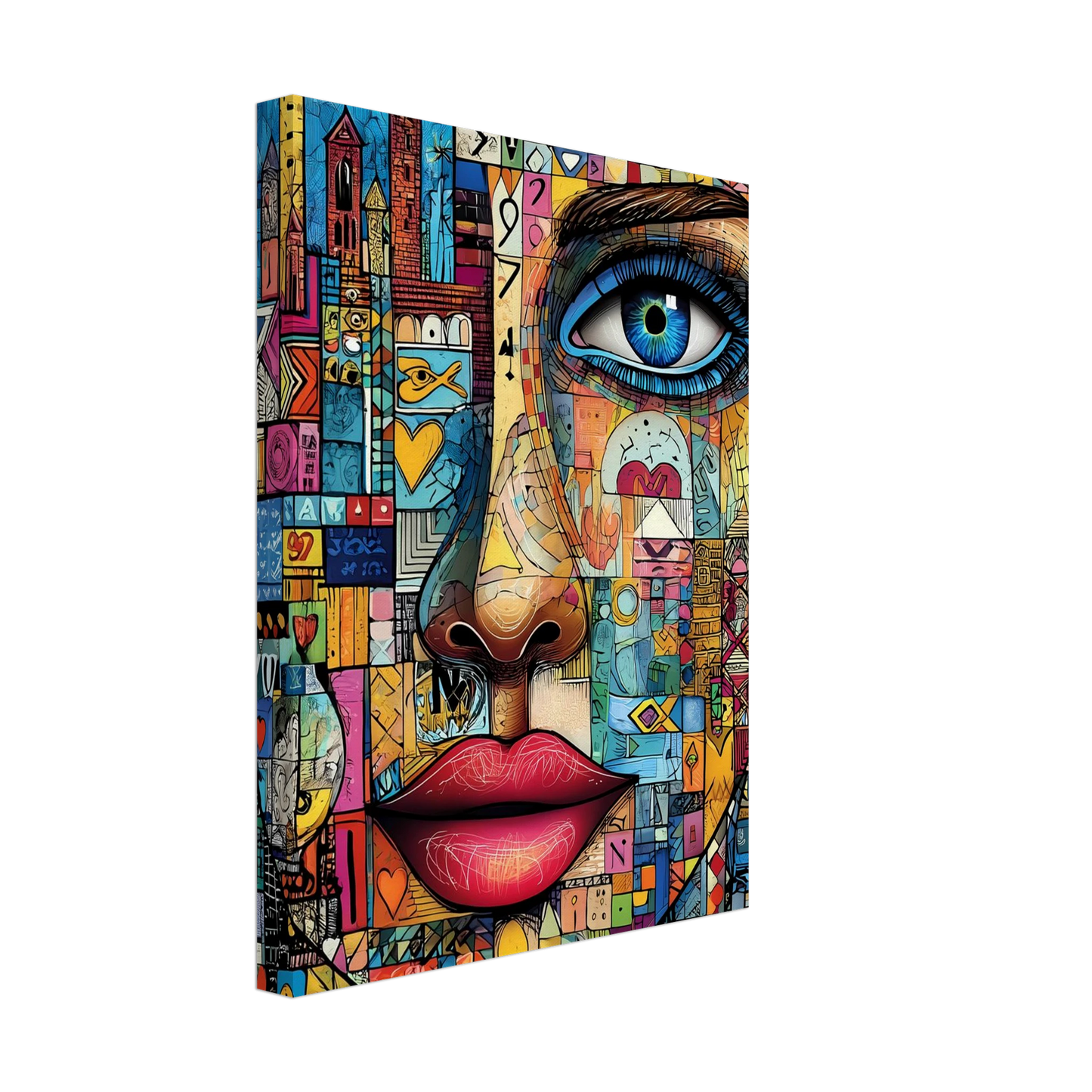 Visage Mosaïque — tableau sur toile — vue 4 — art mural STNCL