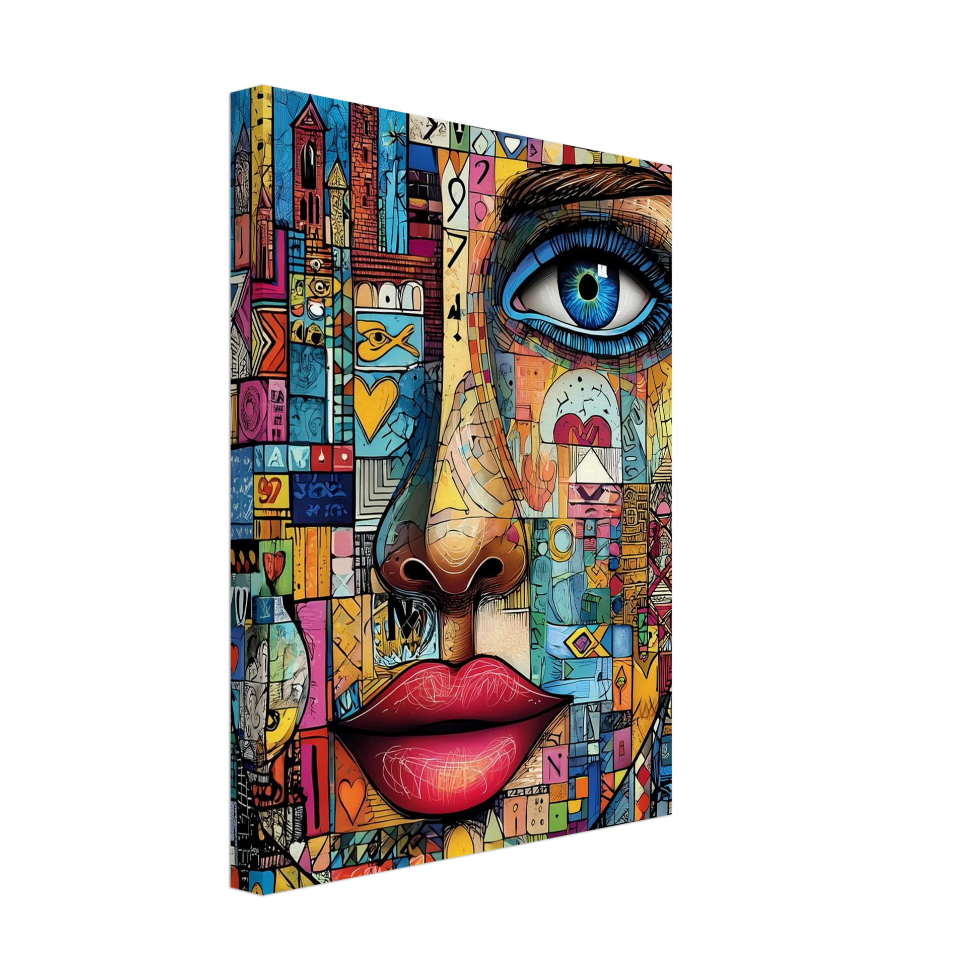 Visage Mosaïque — tableau sur toile — vue 4 — art mural STNCL