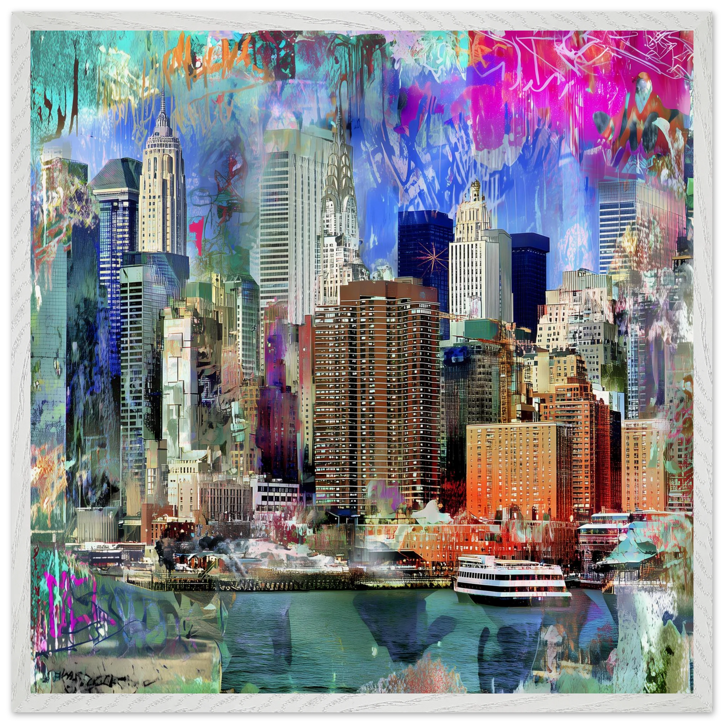 Manhattan Électrique — tableau encadré bois — vue 5 — art mural STNCL