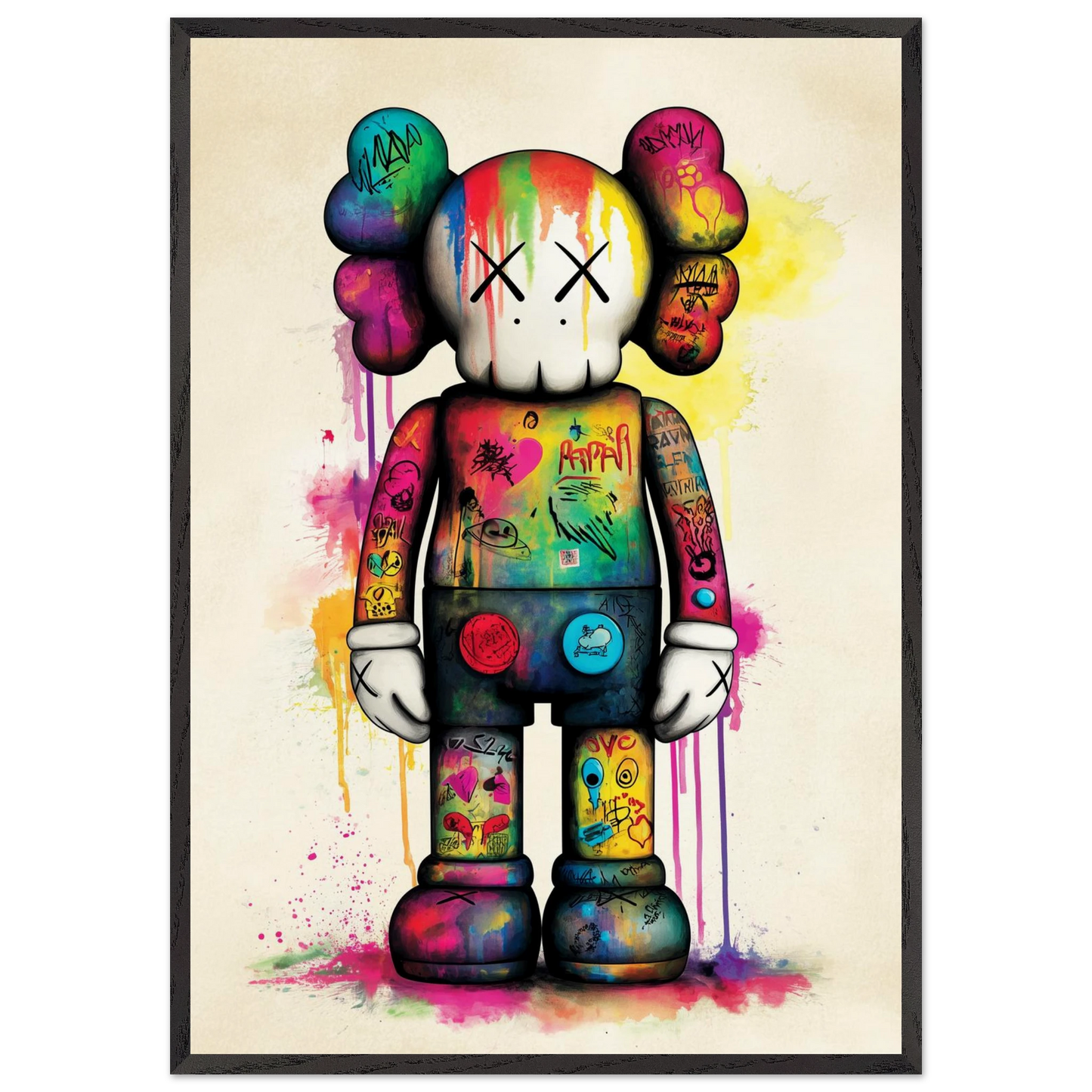 Compagnon Couvert de Graffitis — tableau encadré bois — art mural STNCL