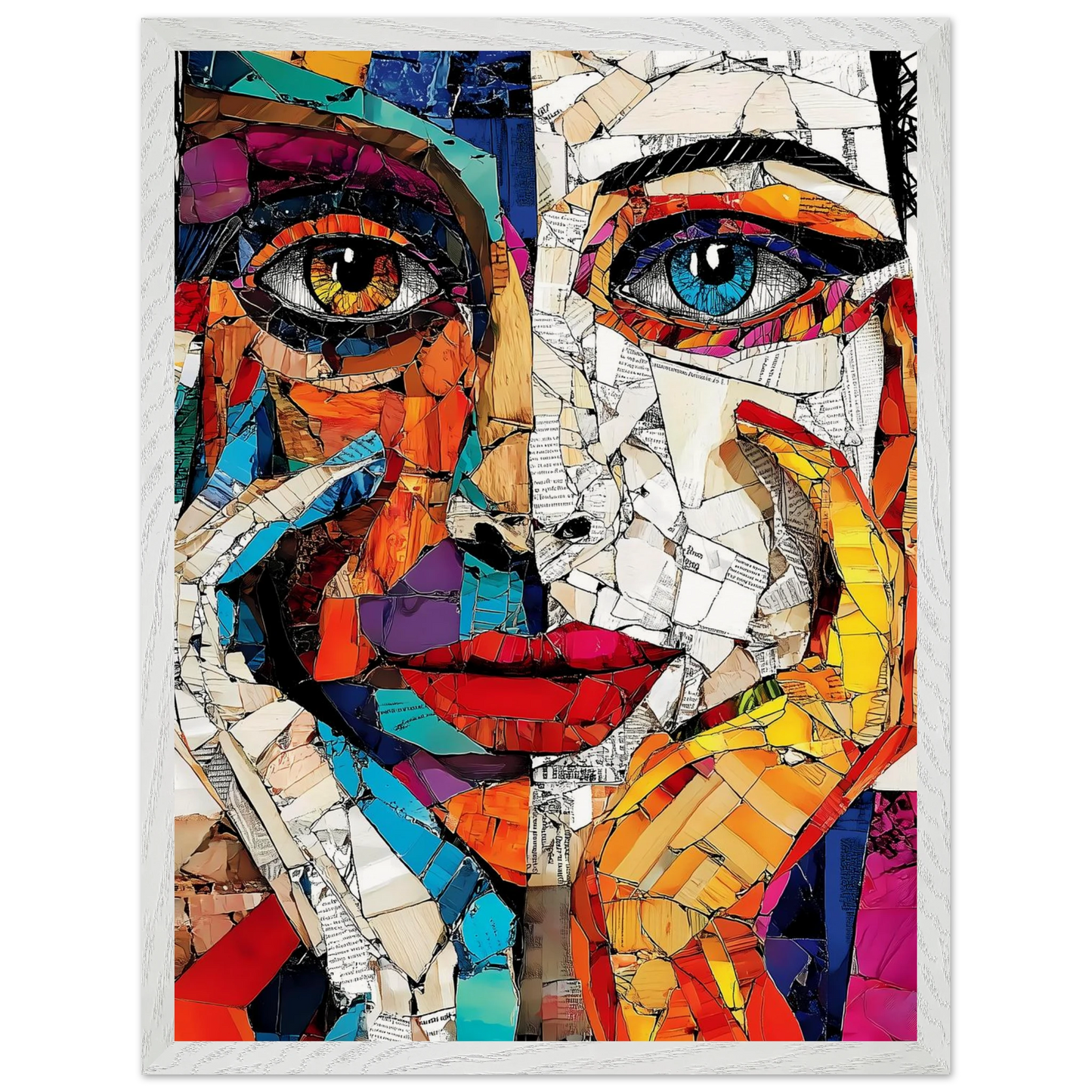 Visages Déchirés — tableau encadre bois — vue 8 — art mural STNCL
