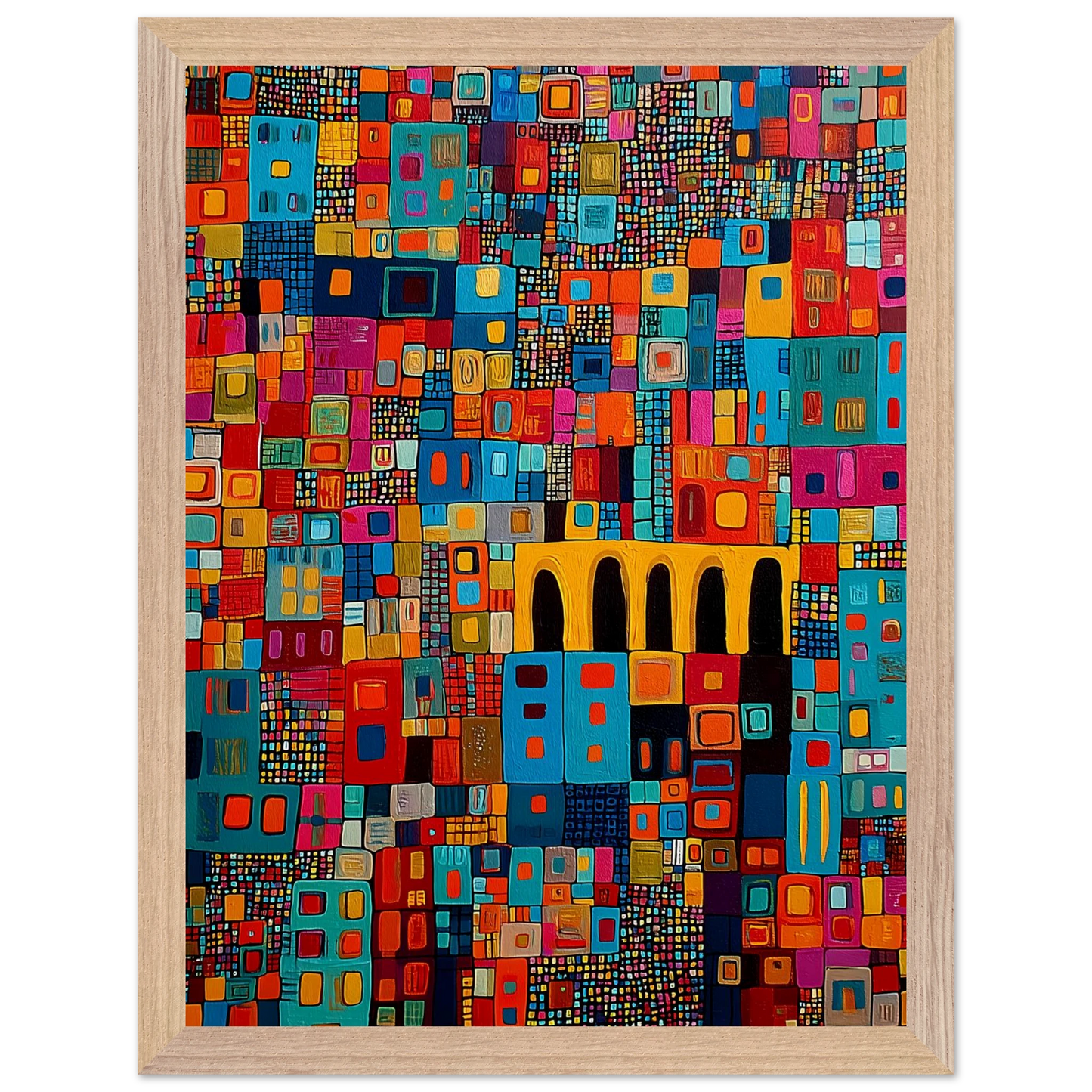 Cité Mosaïque — tableau encadre bois — vue 12 — art mural STNCL