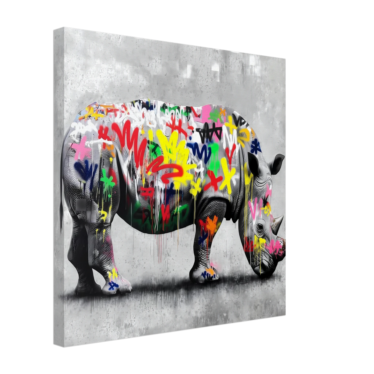 Rhinocéros Bombé — tableau sur toile — vue 4 — art mural STNCL