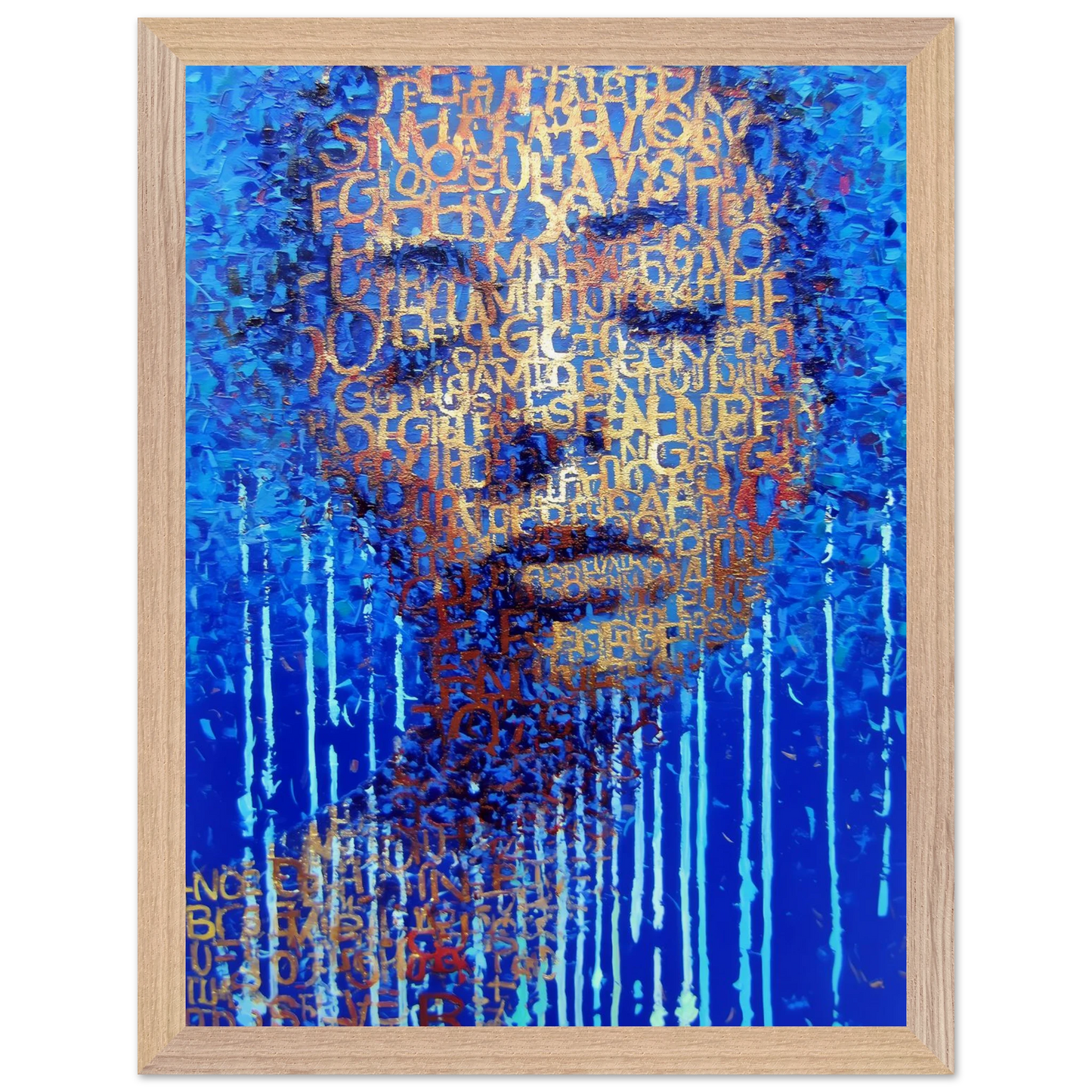Visage de Lettres — tableau encadre bois — vue 12 — art mural STNCL