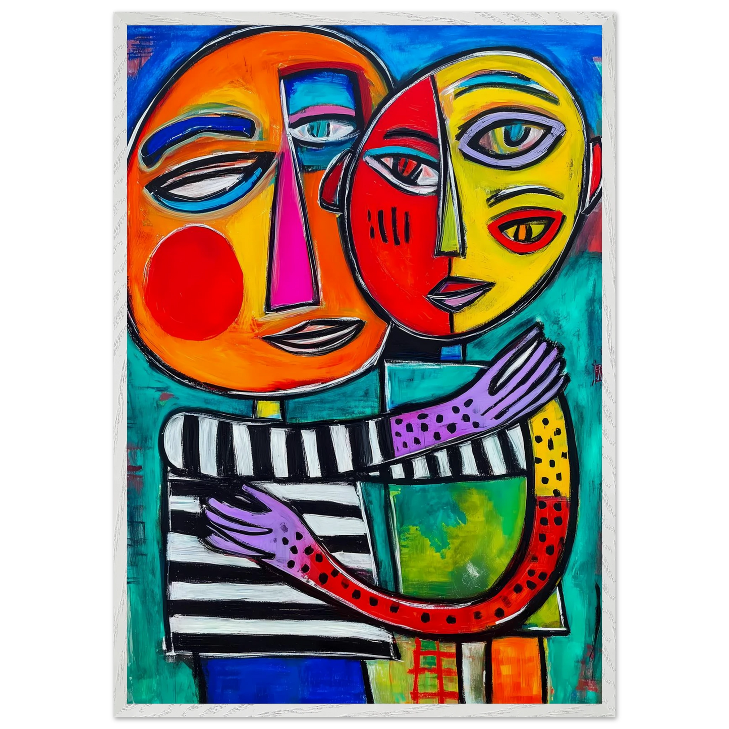 Étreinte Cubiste — tableau encadre bois — vue 5 — art mural STNCL