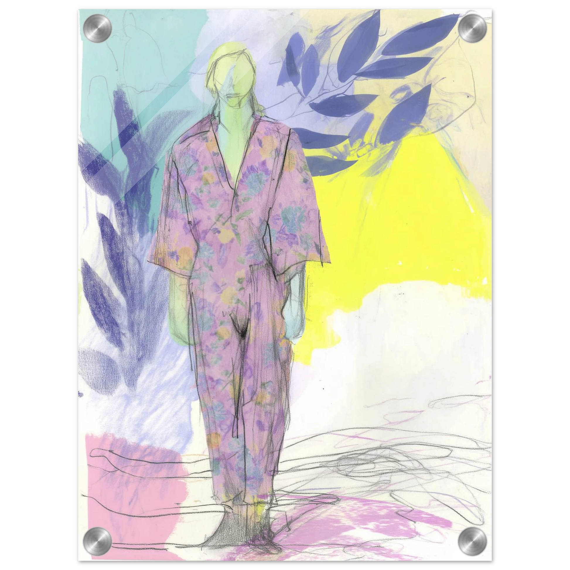 Kimono Fleuri sous les Feuilles — tableau plexiglas — vue 2 — art mural STNCL