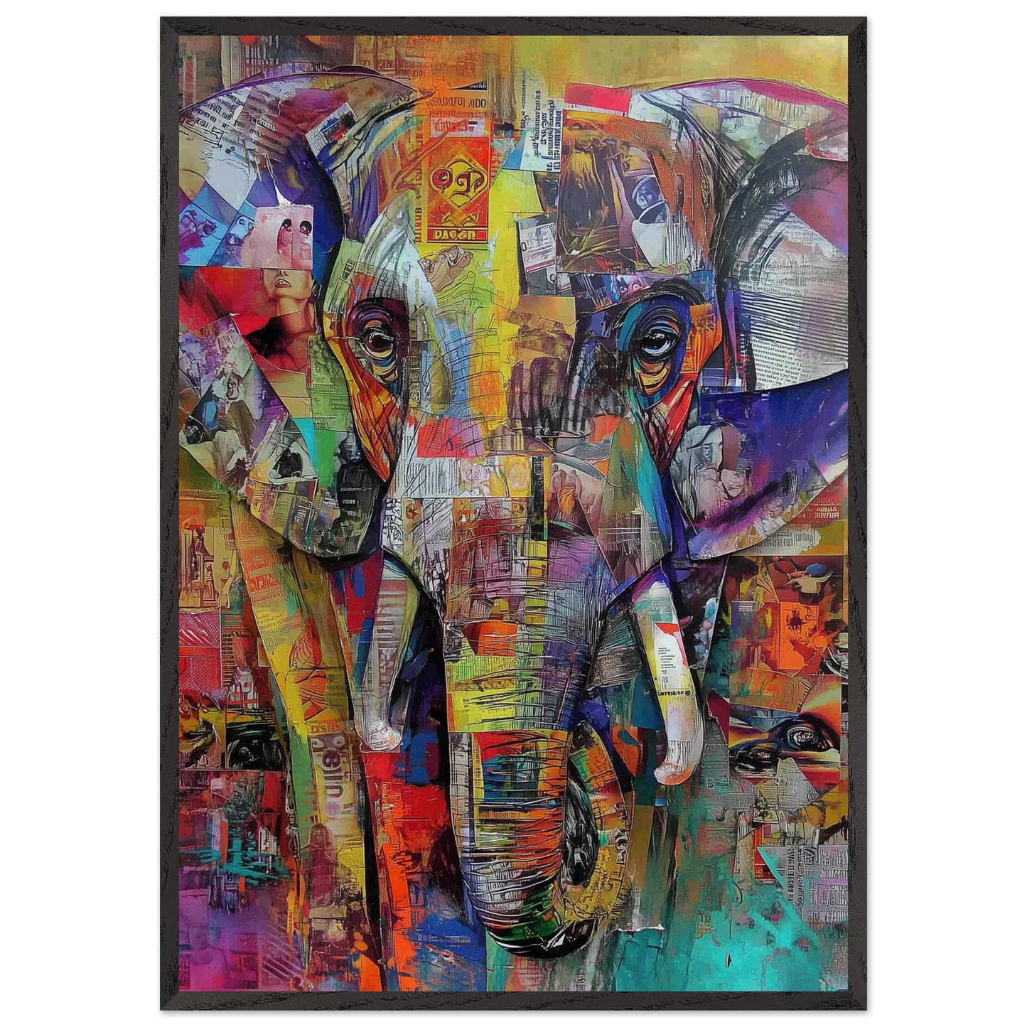 Éléphant aux Mille Visages — tableau encadré bois — art mural STNCL