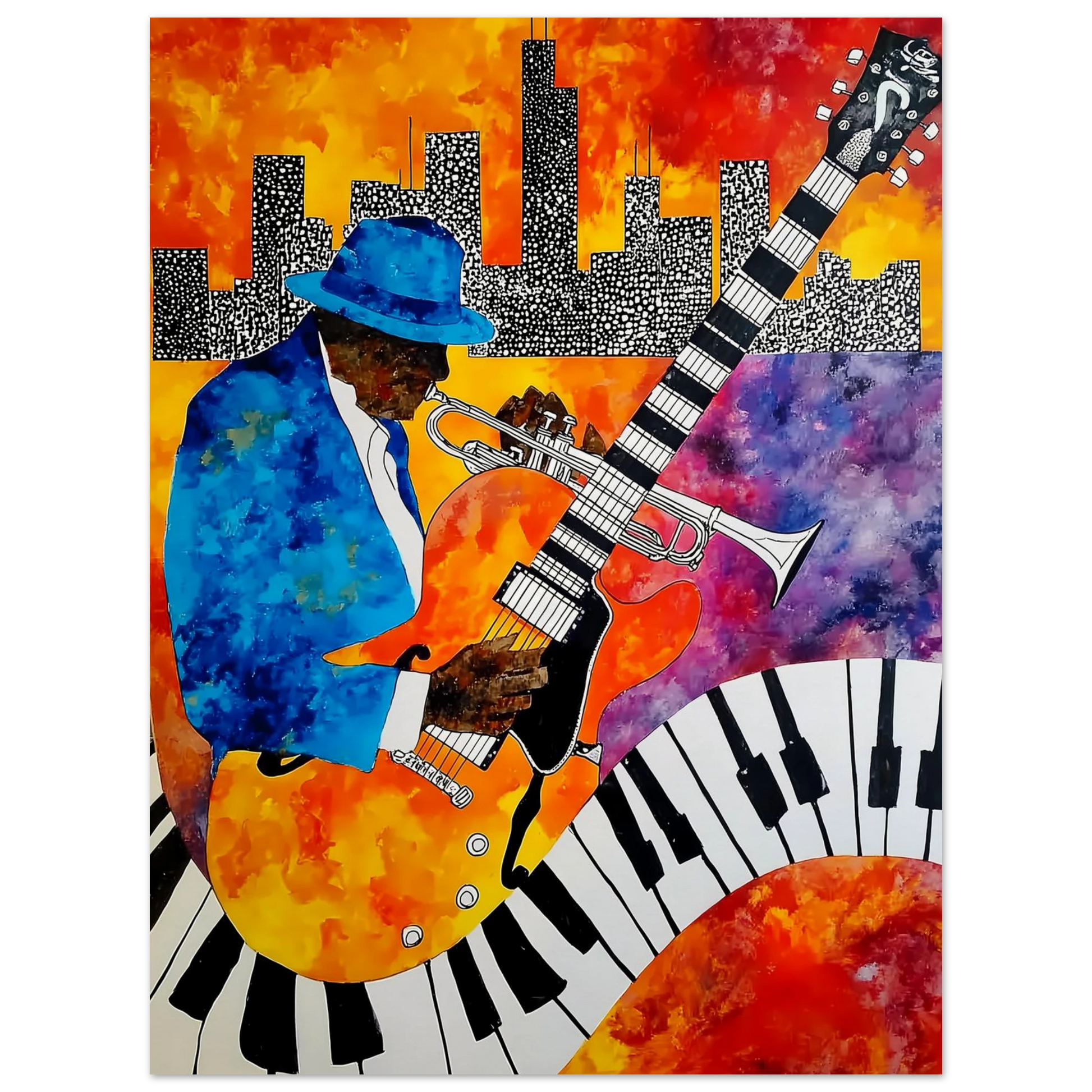 Blues en Ville — affiche d'art — vue 2 — art mural STNCL