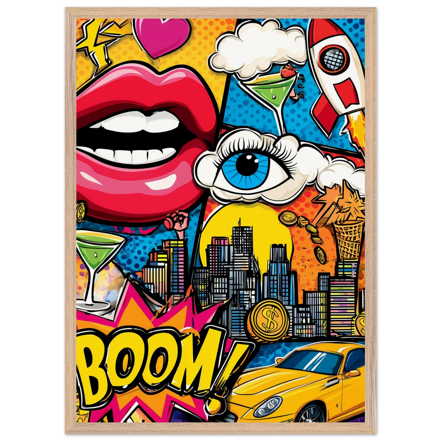 BOOM Pop Art — tableau encadre bois — vue 13 — art mural STNCL