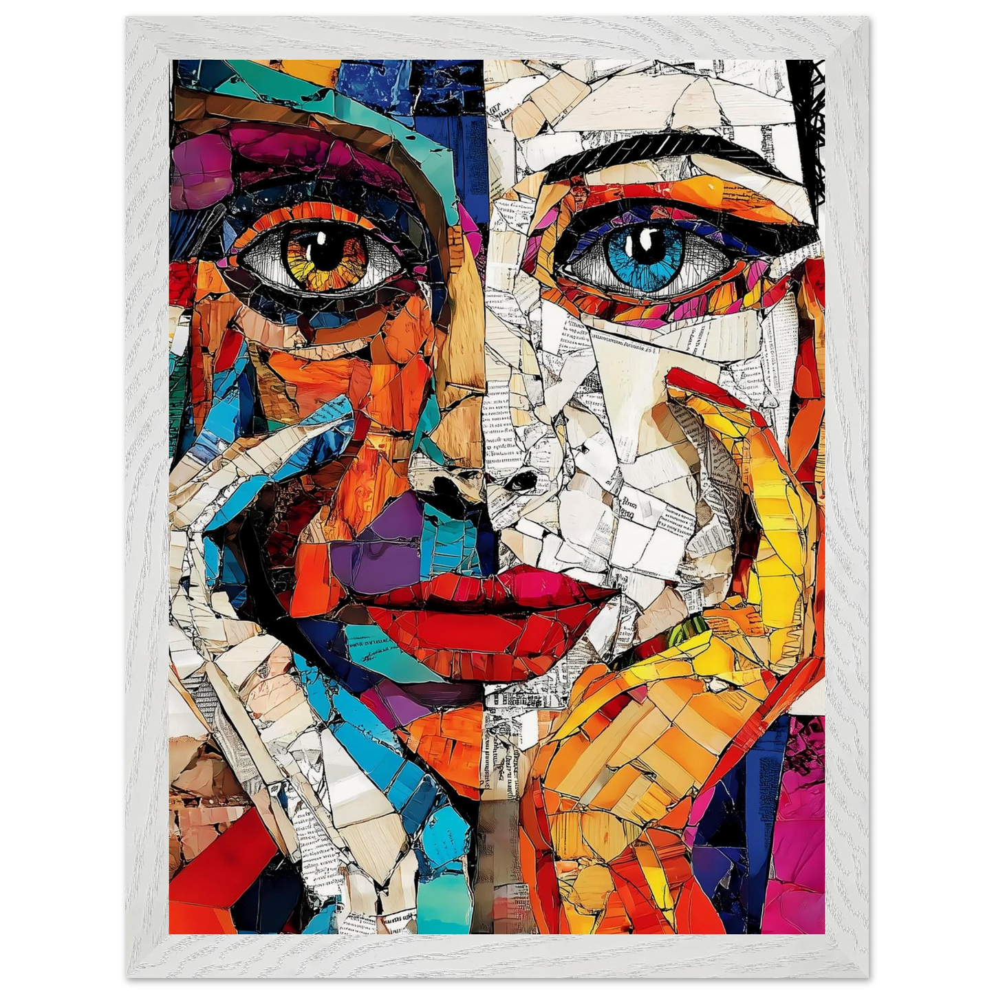 Visages Déchirés — tableau encadre bois — vue 9 — art mural STNCL