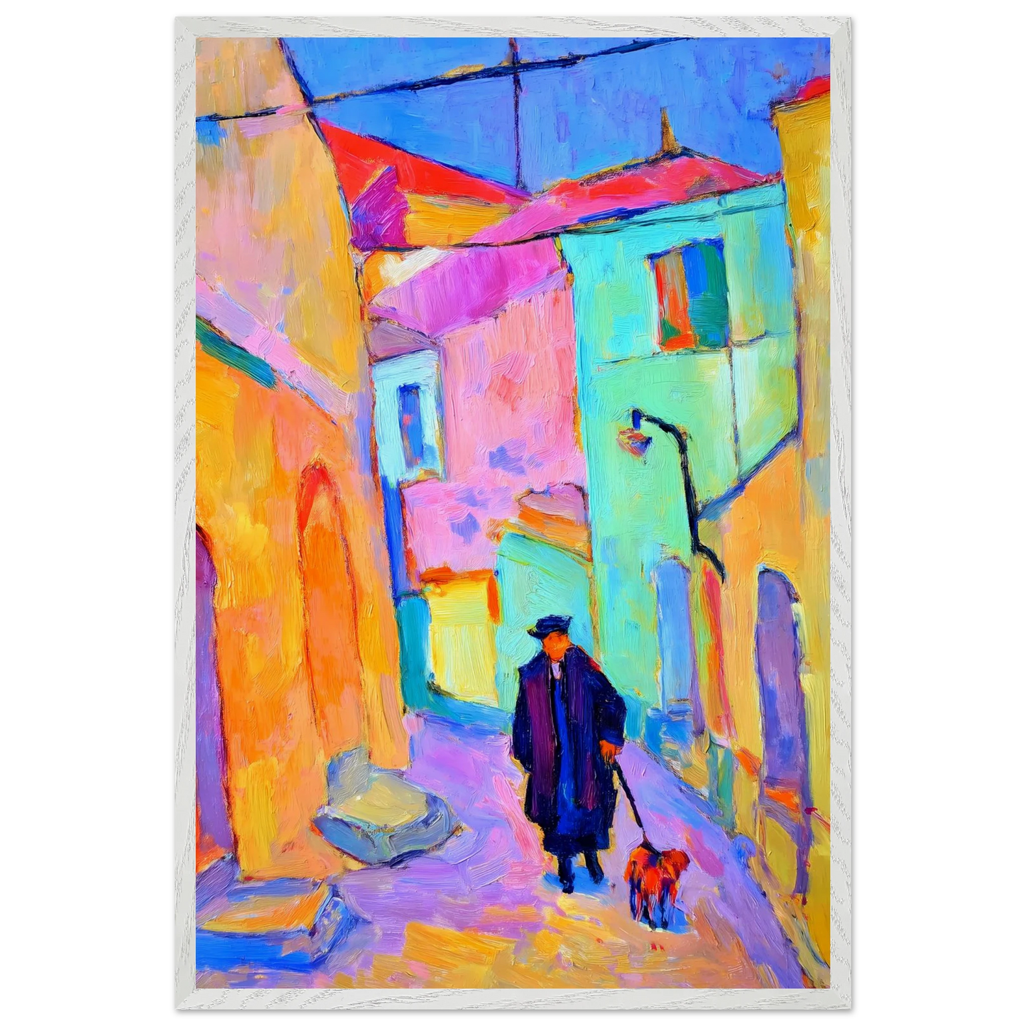 Le Promeneur en Bleu — tableau encadré bois — vue 7 — art mural STNCL