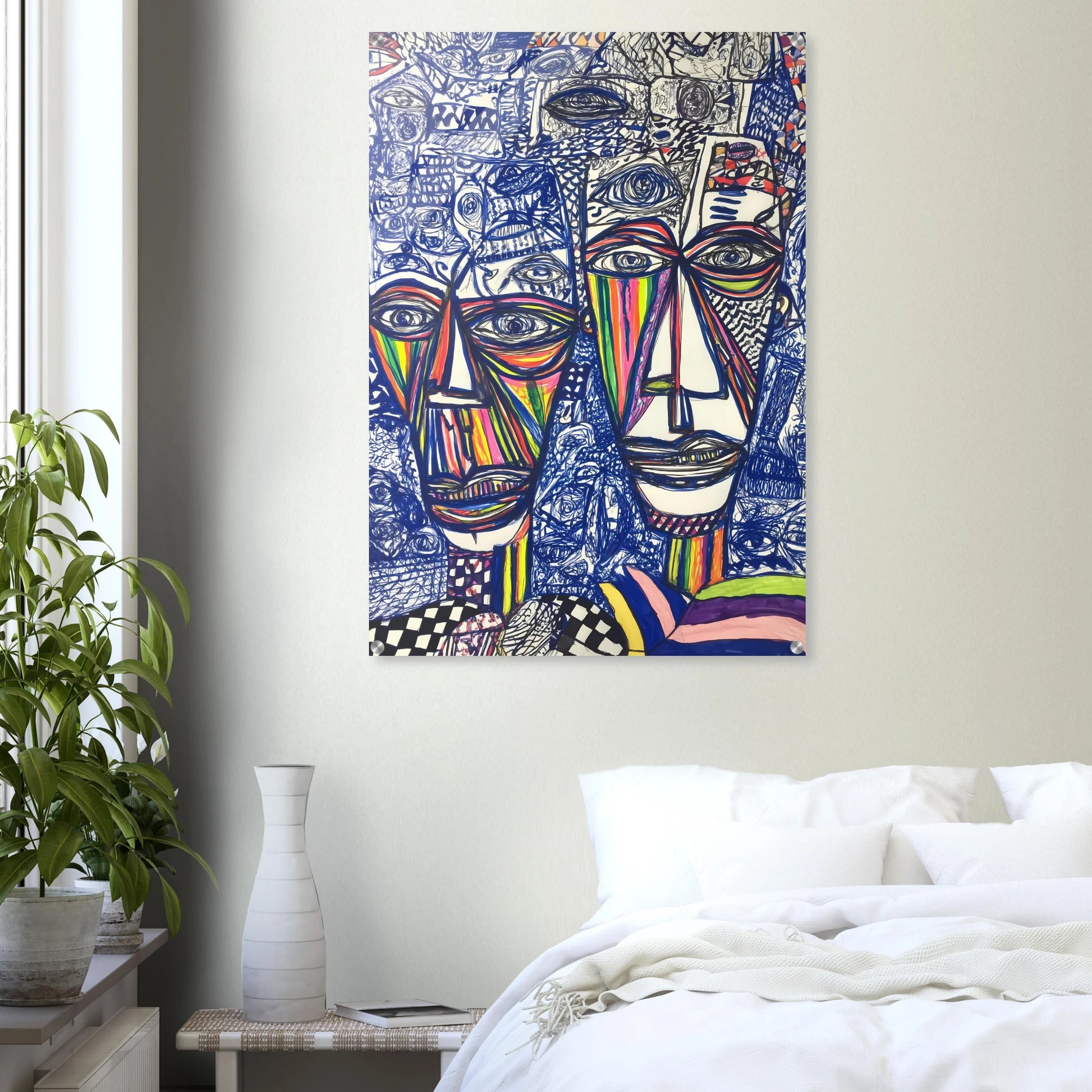 Deux Visages au Feutre — tableau plexiglas — vue 7 — art mural STNCL