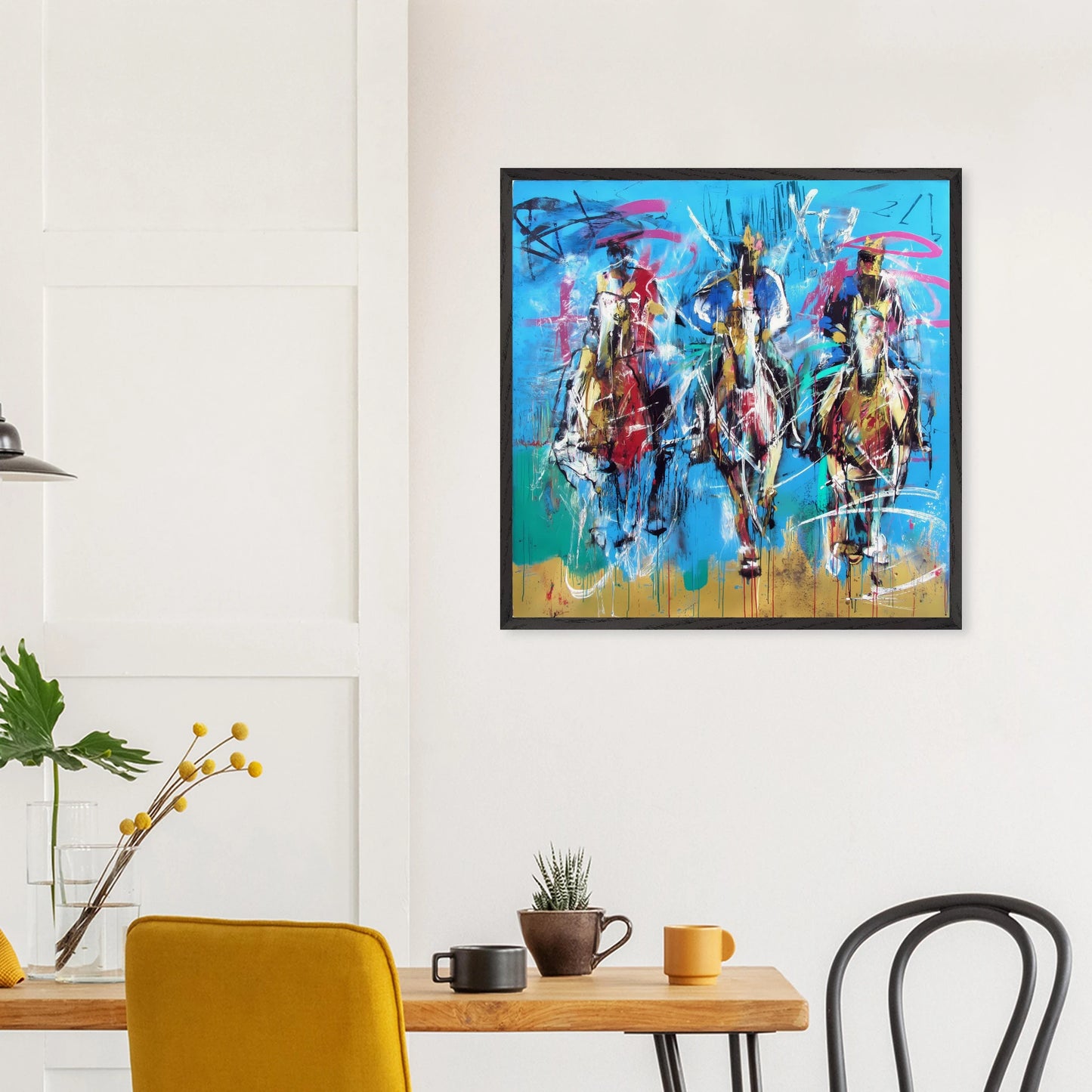 Trois Cavaliers — tableau encadré bois — vue 15 — art mural STNCL