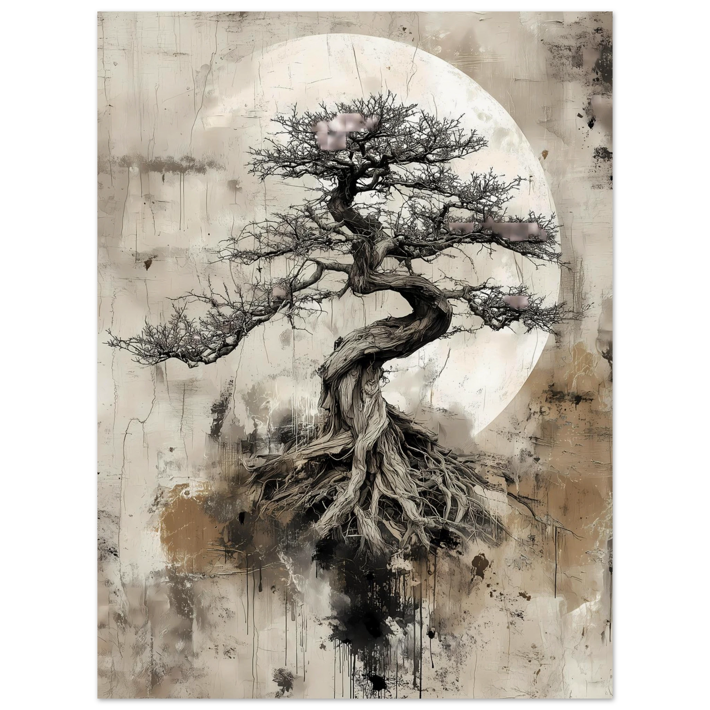 Bonsaï sous la Lune — affiche d'art — vue 2 — art mural STNCL