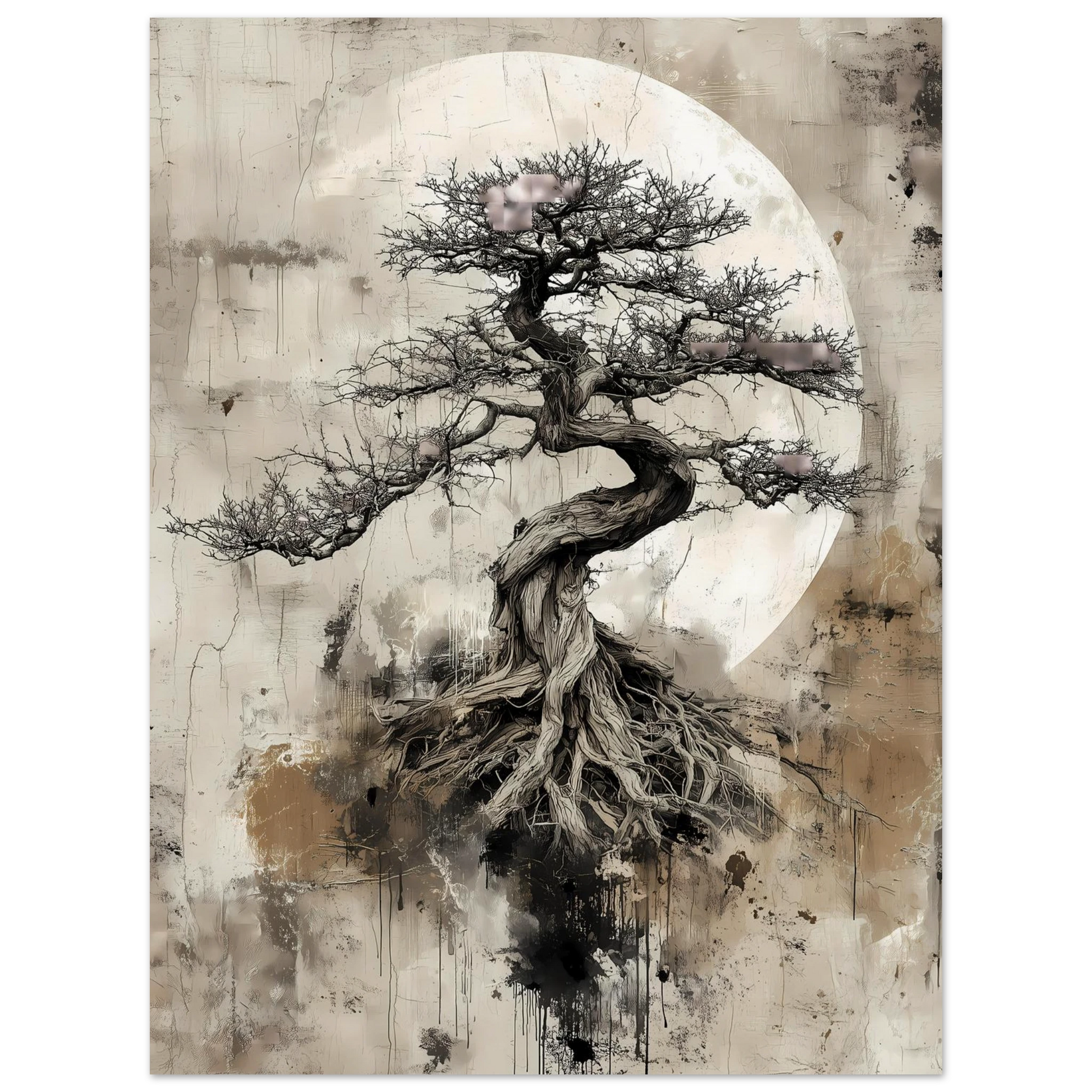 Bonsaï sous la Lune — affiche d'art — vue 2 — art mural STNCL