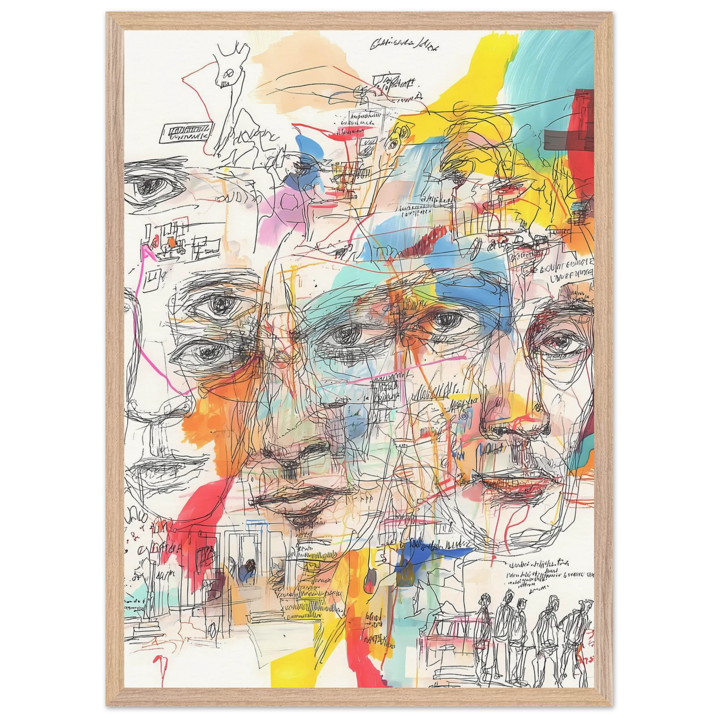 Carnet de Visages — tableau encadré bois — vue 13 — art mural STNCL