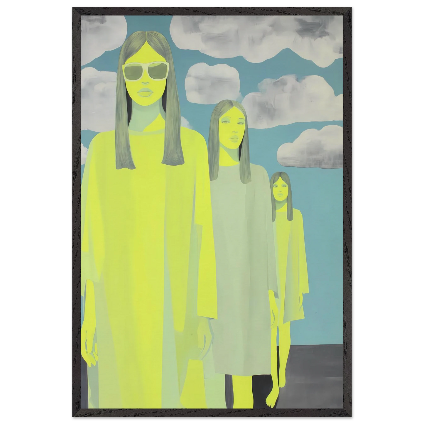 Les Trois Silhouettes — tableau encadré bois — vue 2 — art mural STNCL