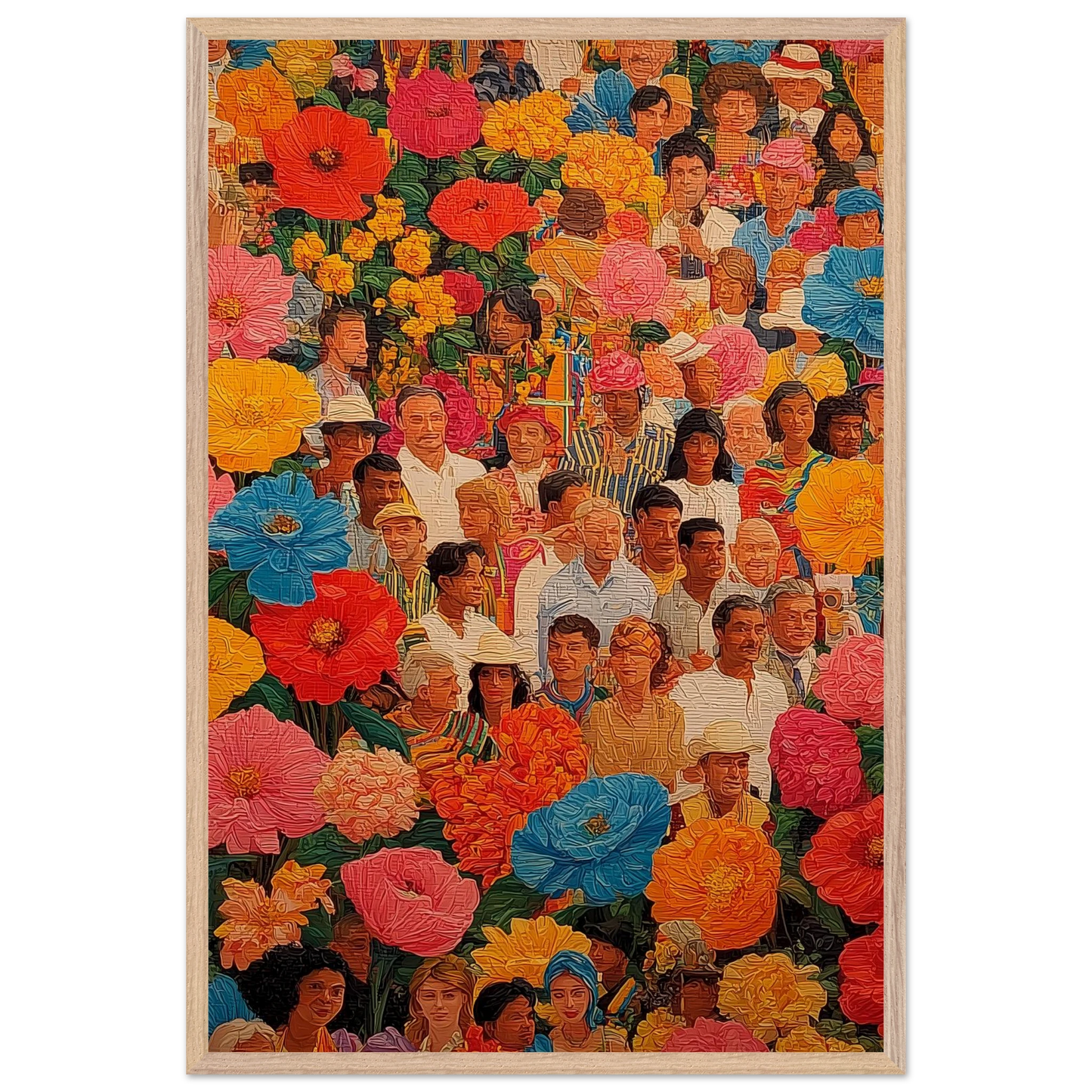 Jardin des Visages — tableau encadré bois — vue 14 — art mural STNCL