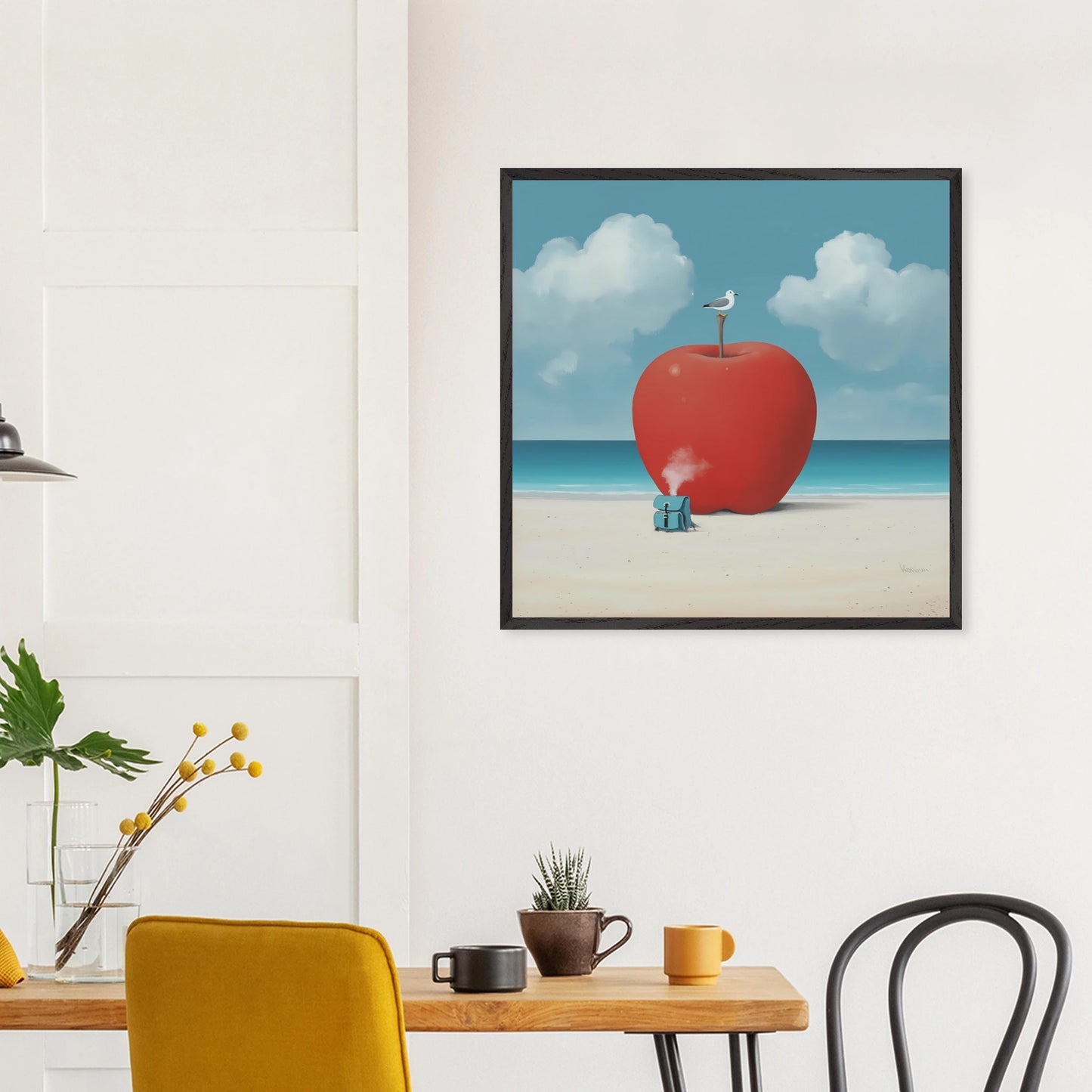 Pomme sur la Plage — tableau encadre bois — vue 15 — art mural STNCL