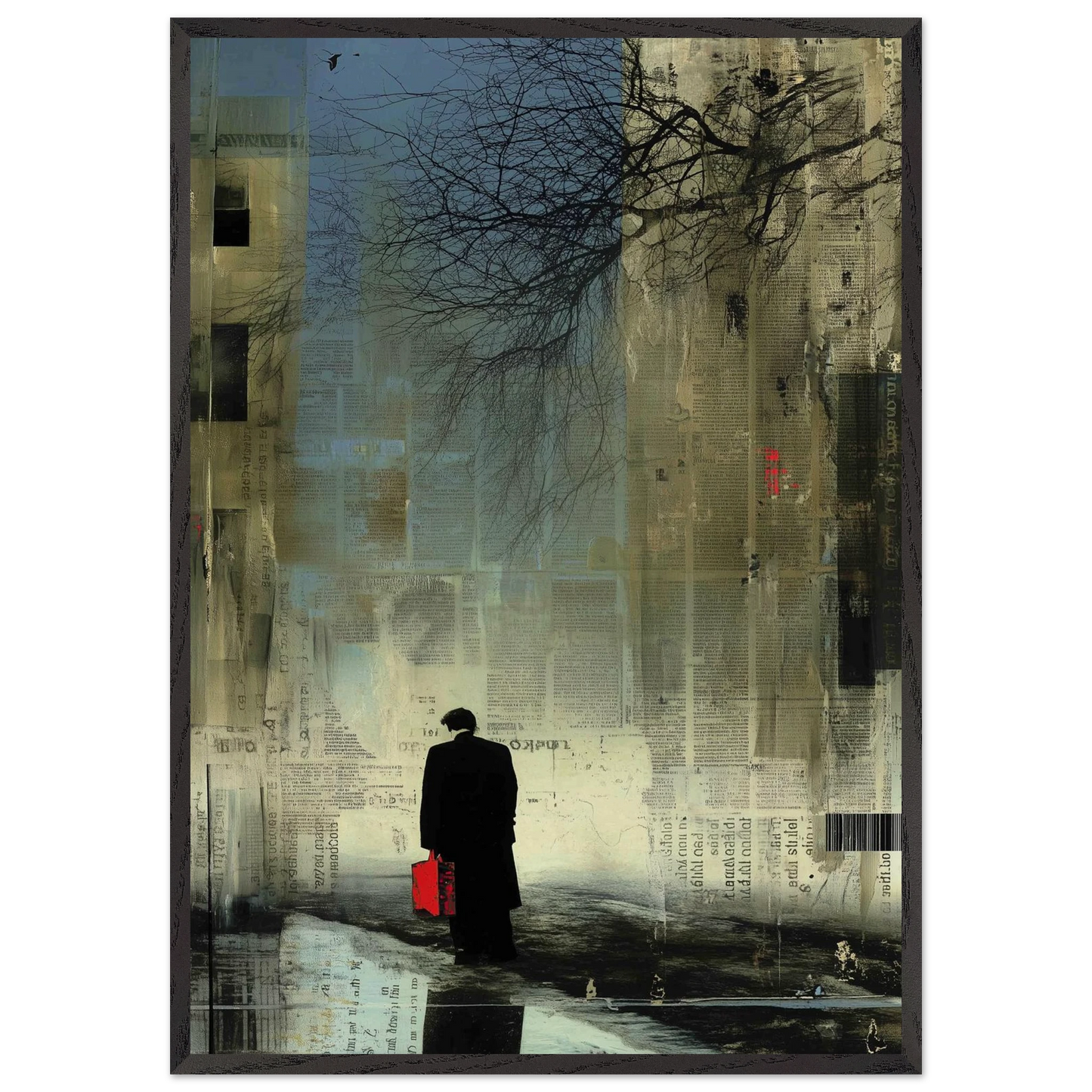 L'Homme au Sac Rouge — tableau encadré bois — art mural STNCL