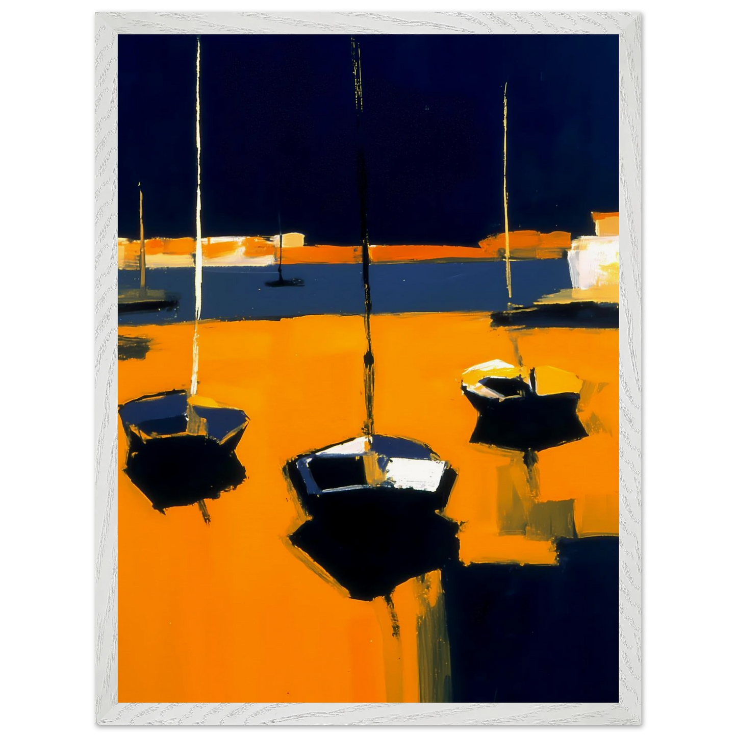 Barques au Soleil Couchant — tableau encadré bois — vue 8 — art mural STNCL
