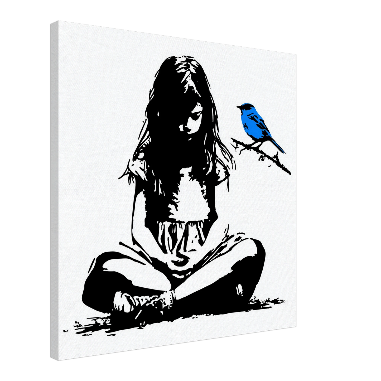 Fillette à l'Oiseau Bleu — tableau sur toile — art mural STNCL