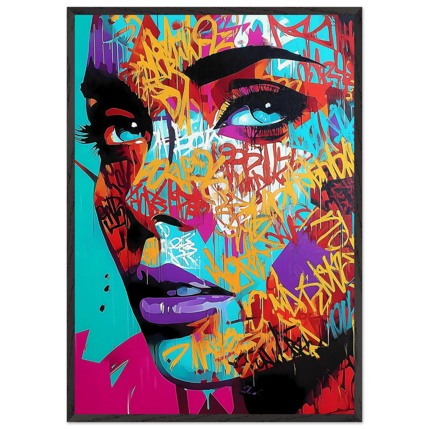 Lettres sur le Visage — tableau encadré bois — art mural STNCL