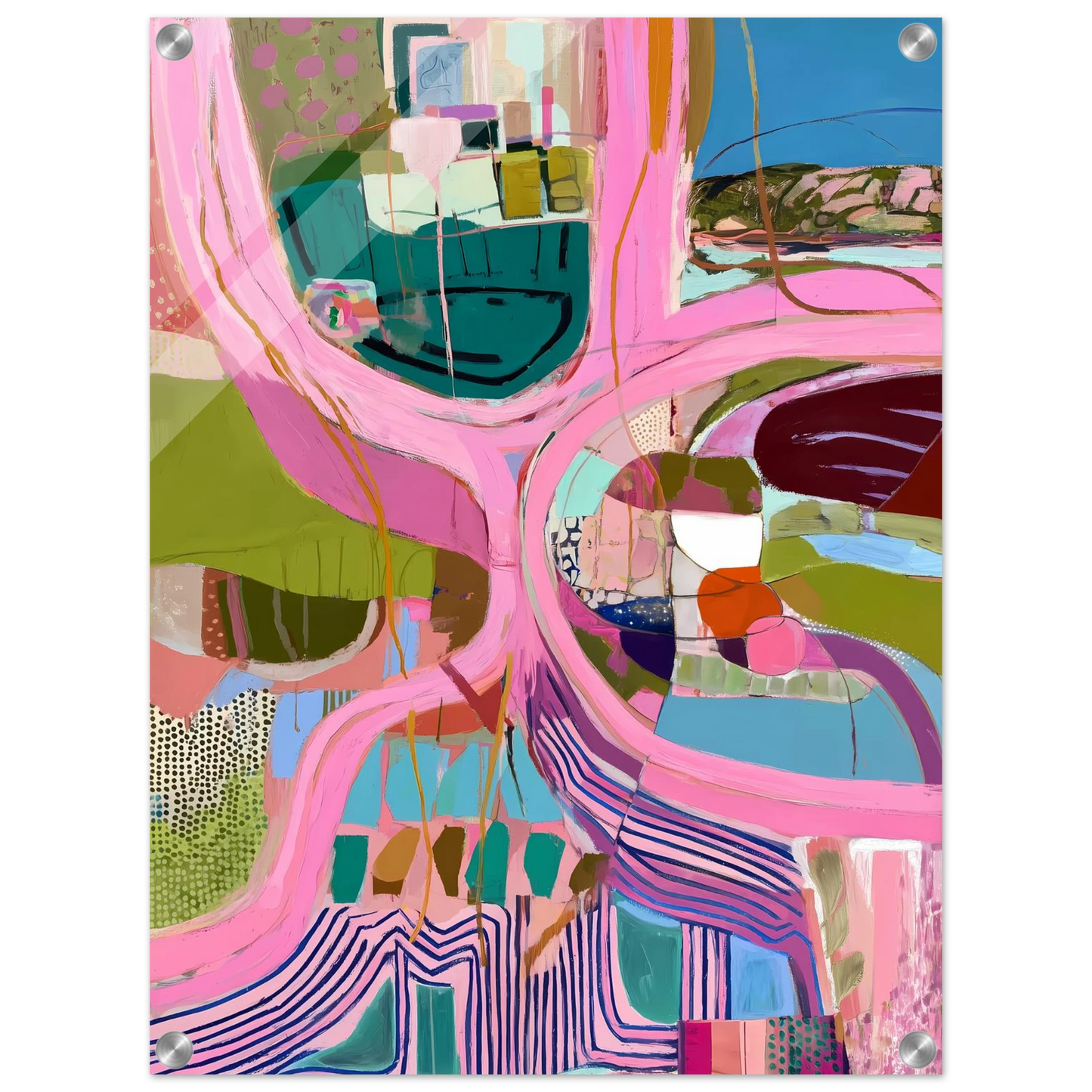 Méandres Roses — tableau plexiglas — vue 4 — art mural STNCL