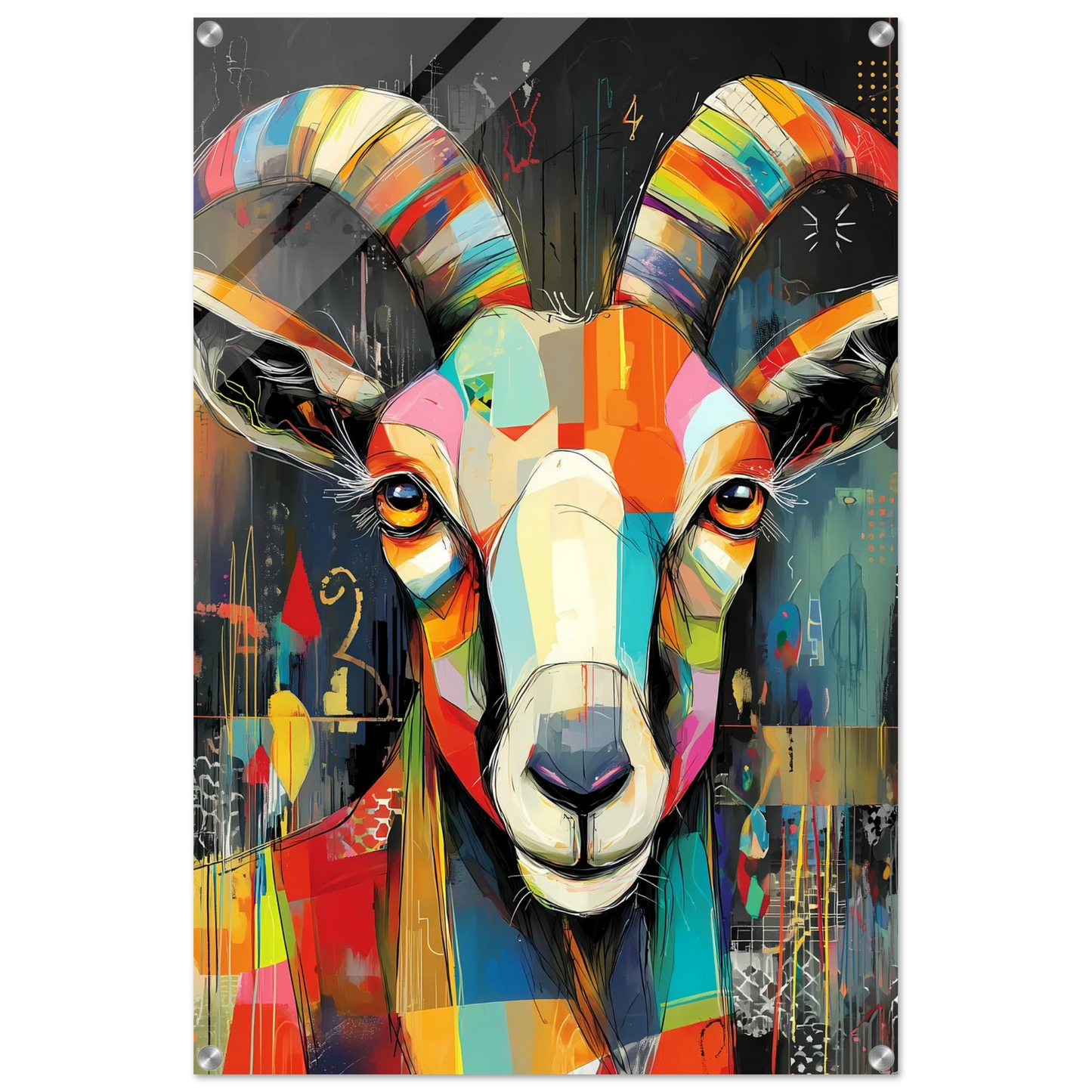 Bélier Bariolé — tableau plexiglas — vue 5 — art mural STNCL