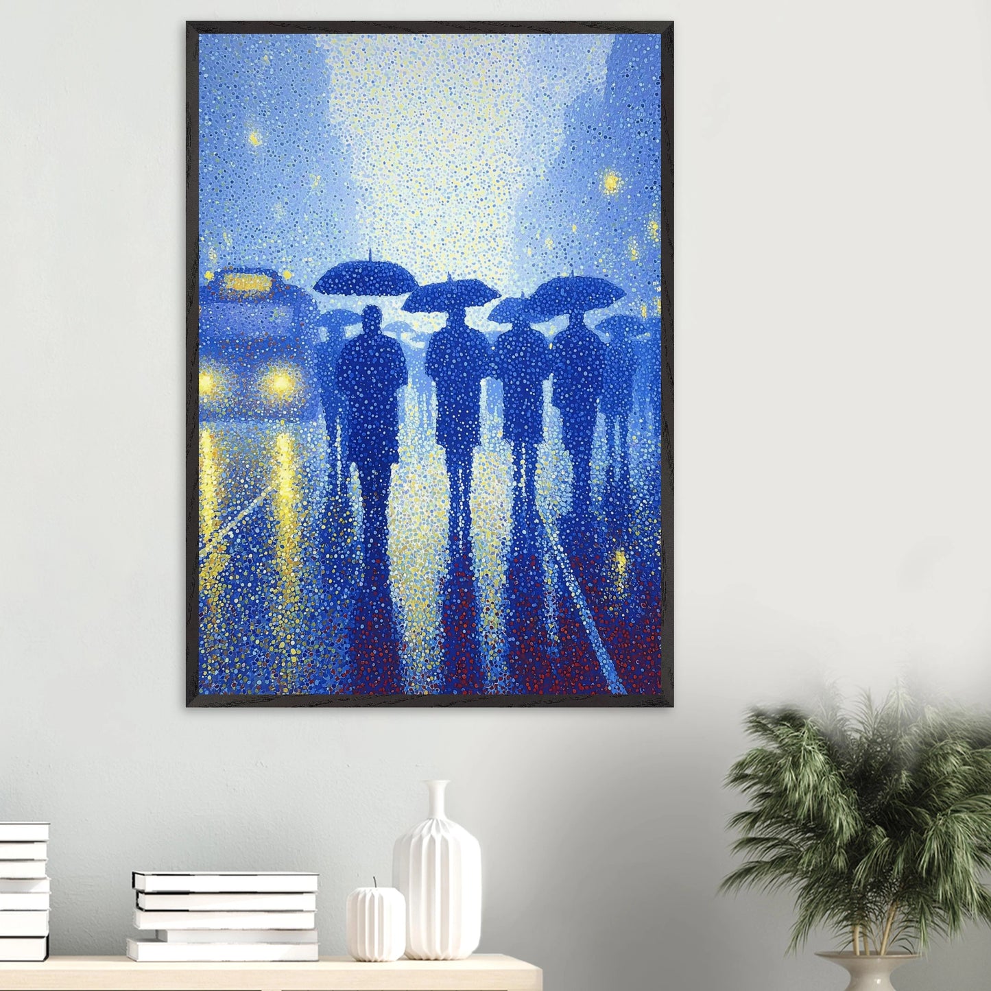 Pluie en Pointillés — tableau encadré bois — vue 16 — art mural STNCL
