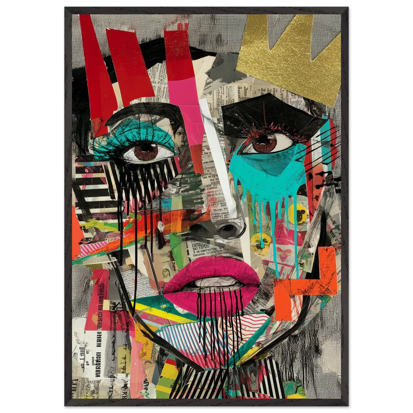Larmes de Couleurs Vives — tableau encadré bois — art mural STNCL