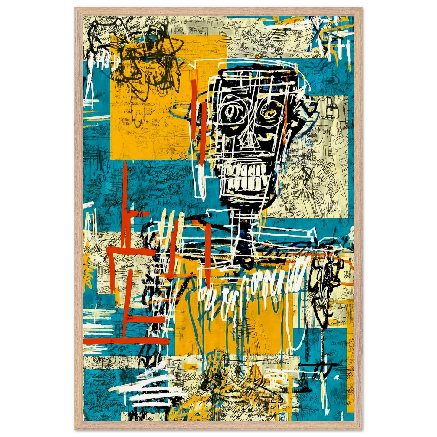 Visage Griffé — tableau encadré bois — vue 14 — art mural STNCL