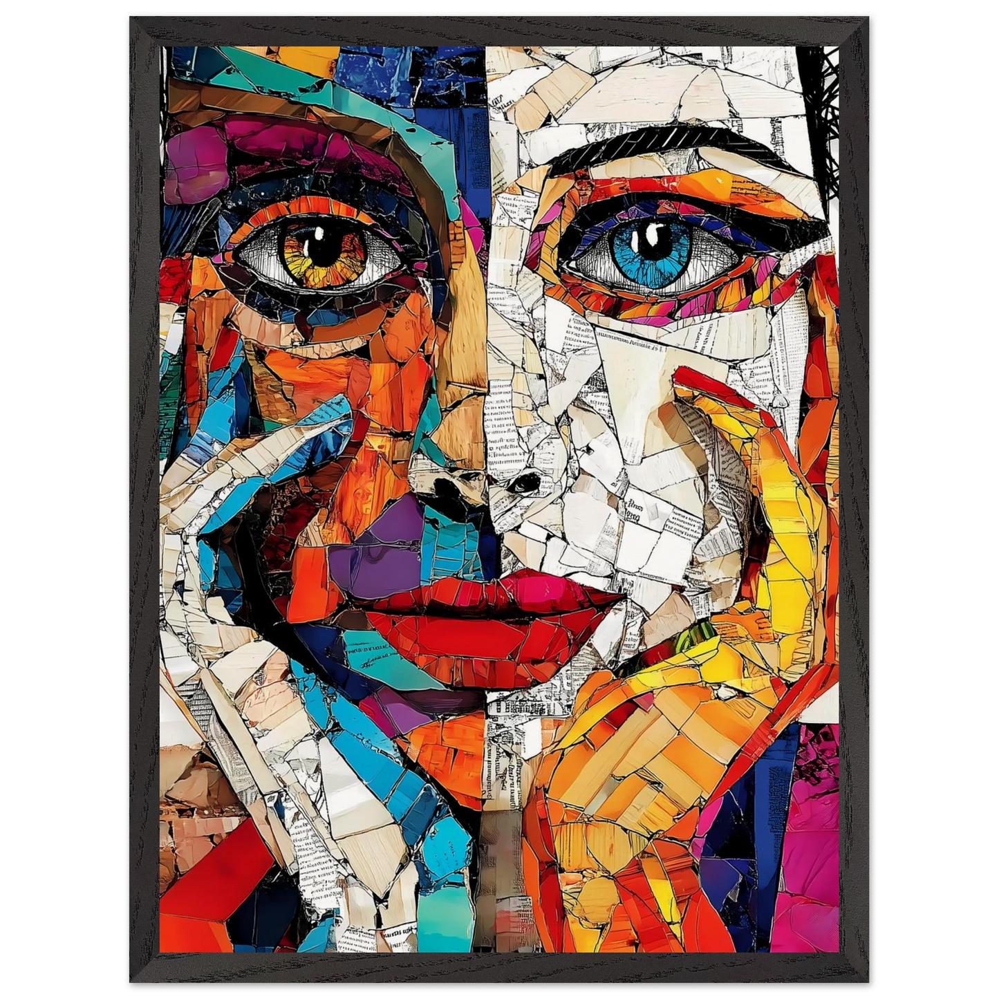 Visages Déchirés — tableau encadre bois — vue 15 — art mural STNCL