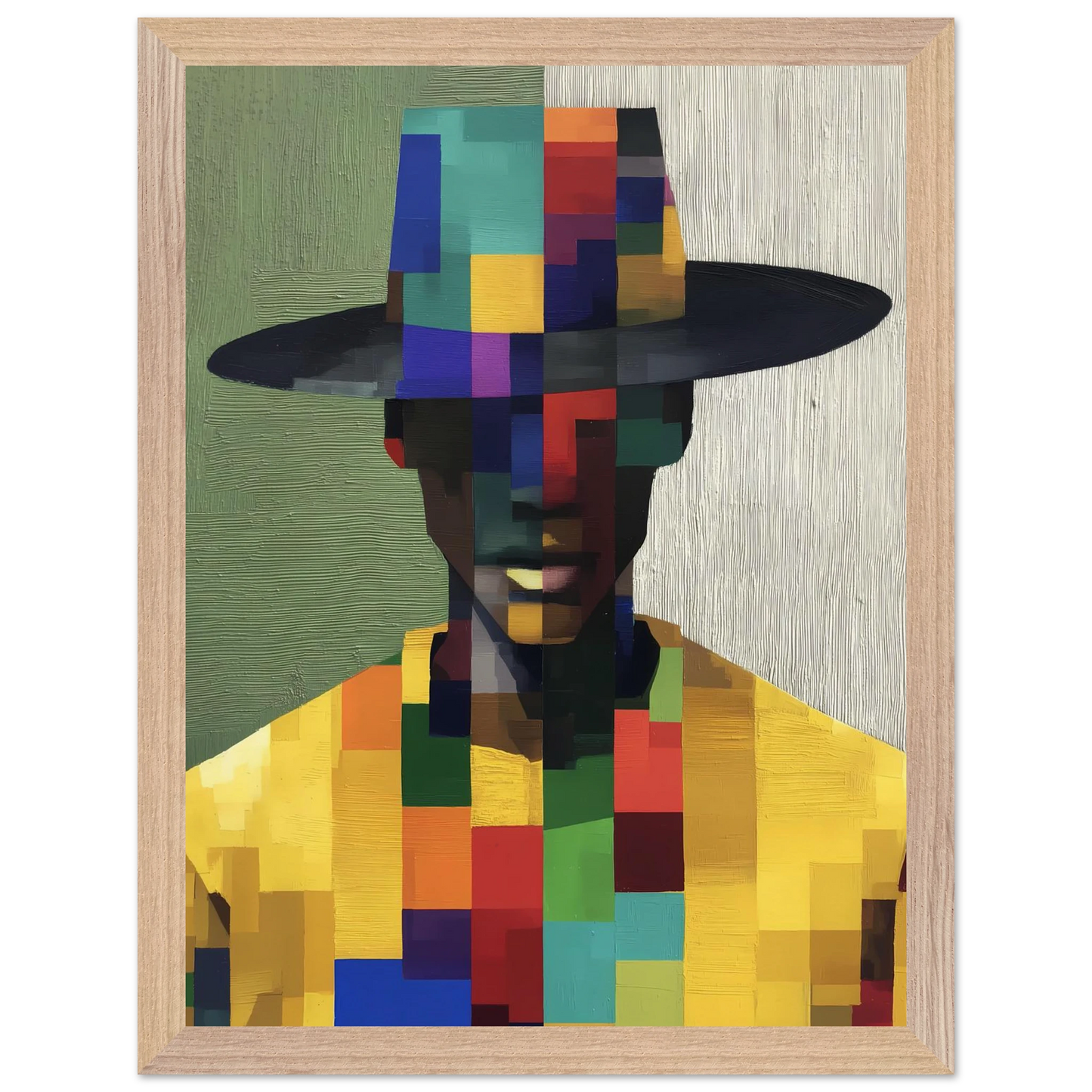 Portrait en Mosaïque — tableau encadre bois — vue 12 — art mural STNCL