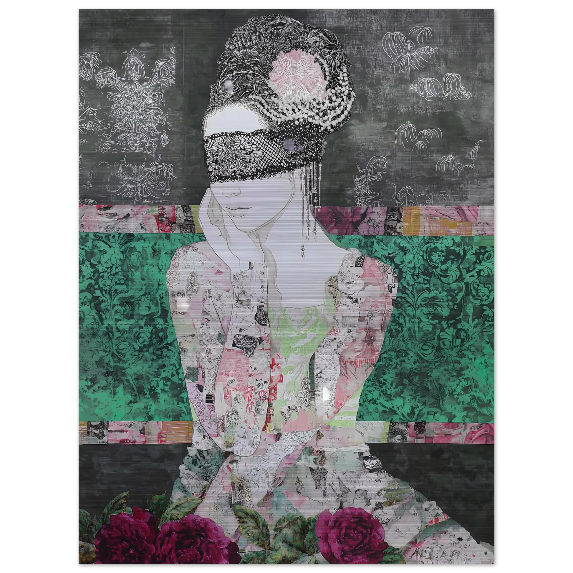 Dame de Dentelle — tableau aluminium — vue 5 — art mural STNCL