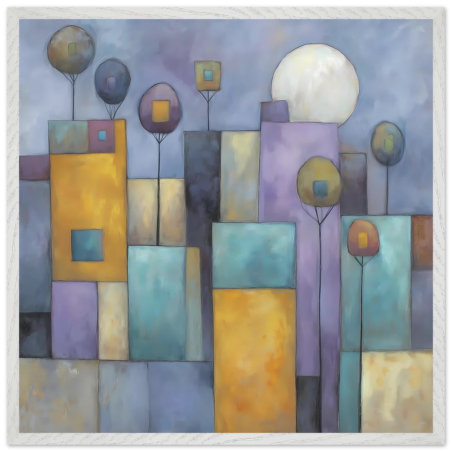 Ville sous la Lune — tableau encadré bois — vue 5 — art mural STNCL