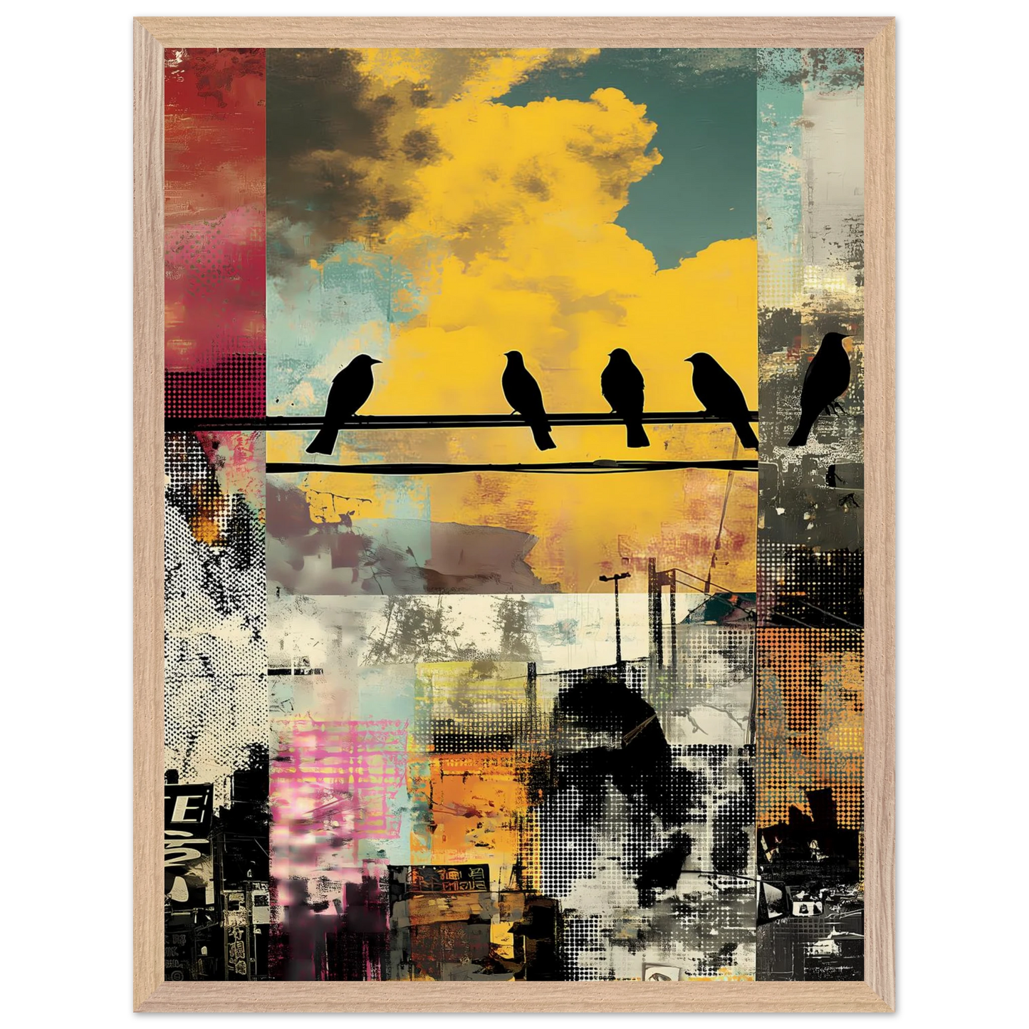 Perchoir Urbain — tableau encadre bois — vue 3 — art mural STNCL