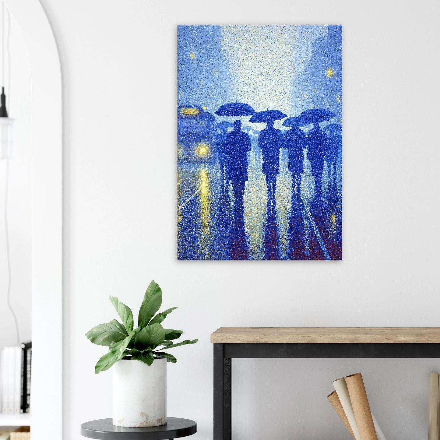 Pluie de Néon Bleu — tableau sur toile — vue 8 — art mural STNCL